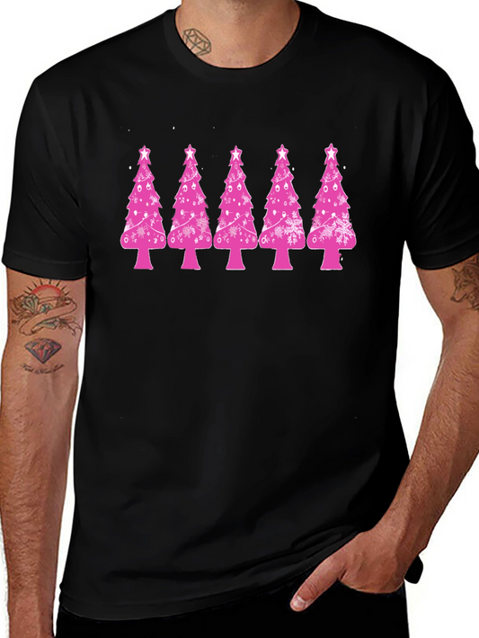 Festive Pink Christmas Tree T-Shirt