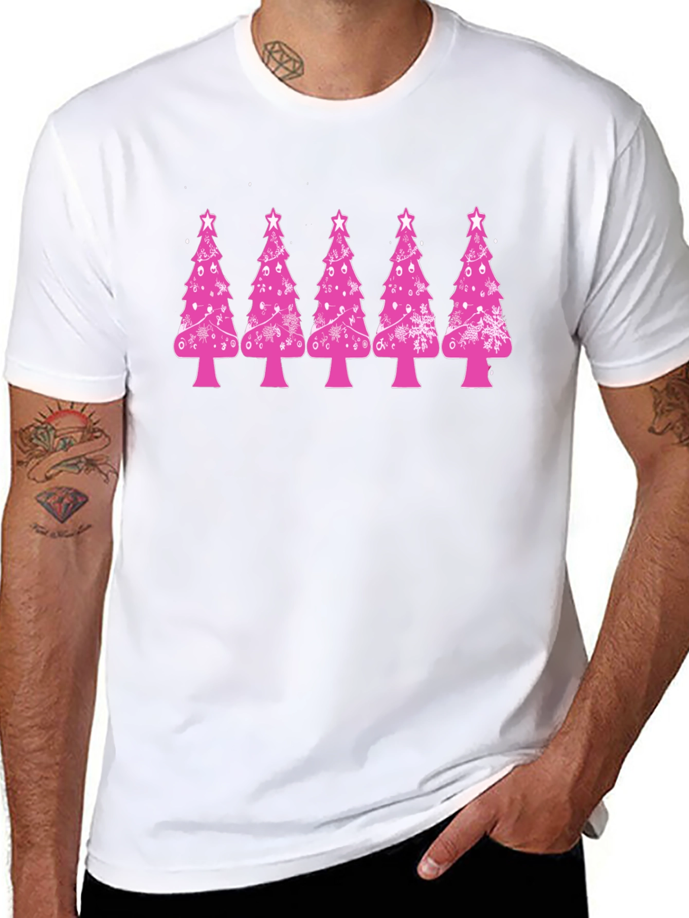 Festive Pink Christmas Tree T-Shirt