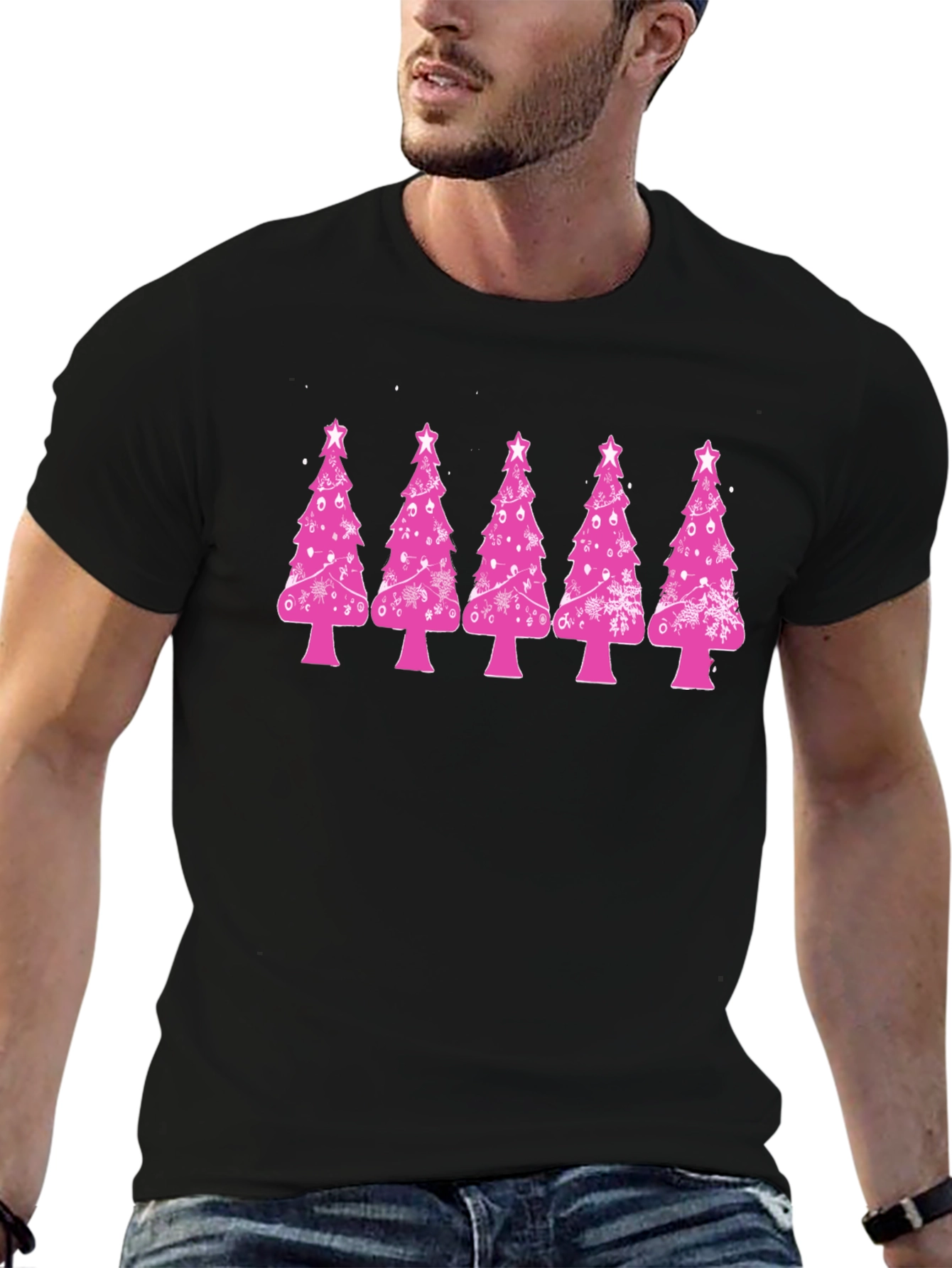 Festive Pink Christmas Tree T-Shirt