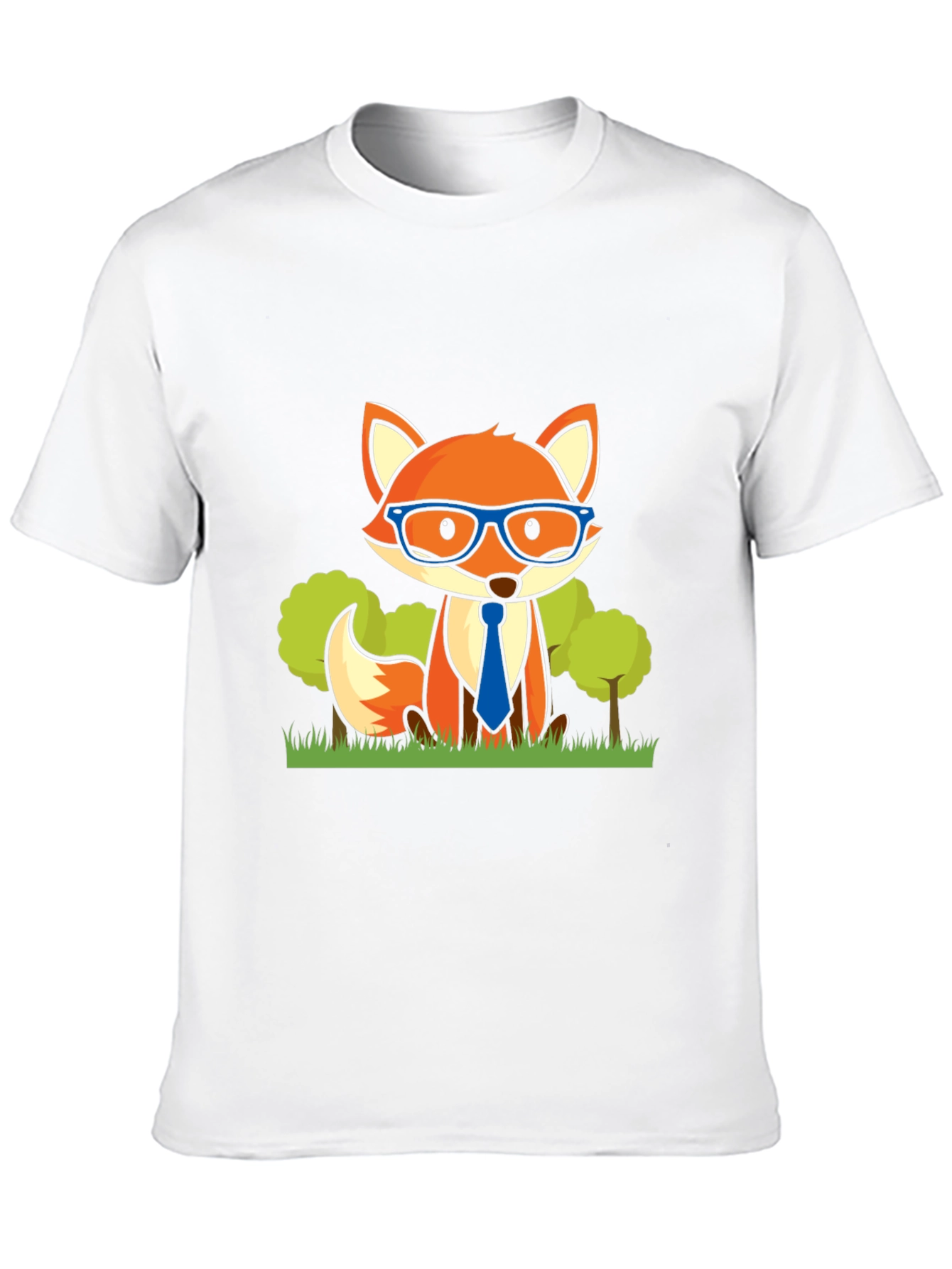 Fox with Glasses Graphic Print T-Shirt