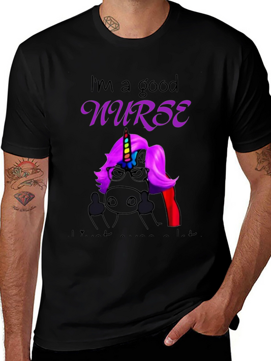 Good Nurse Unicorn Black T-Shirt