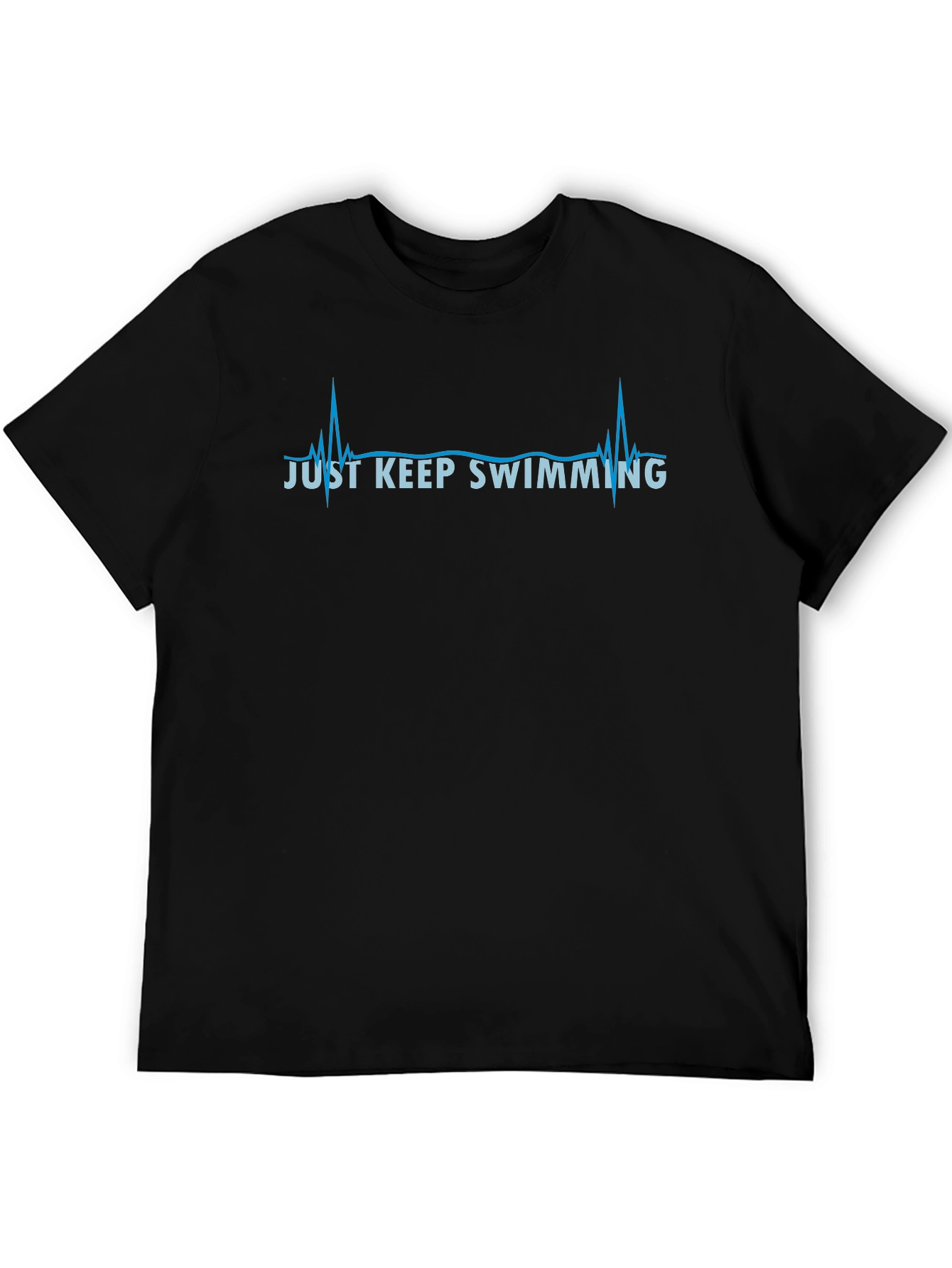 Just Keep Swimming Heartbeat Graphic Tee - Black
