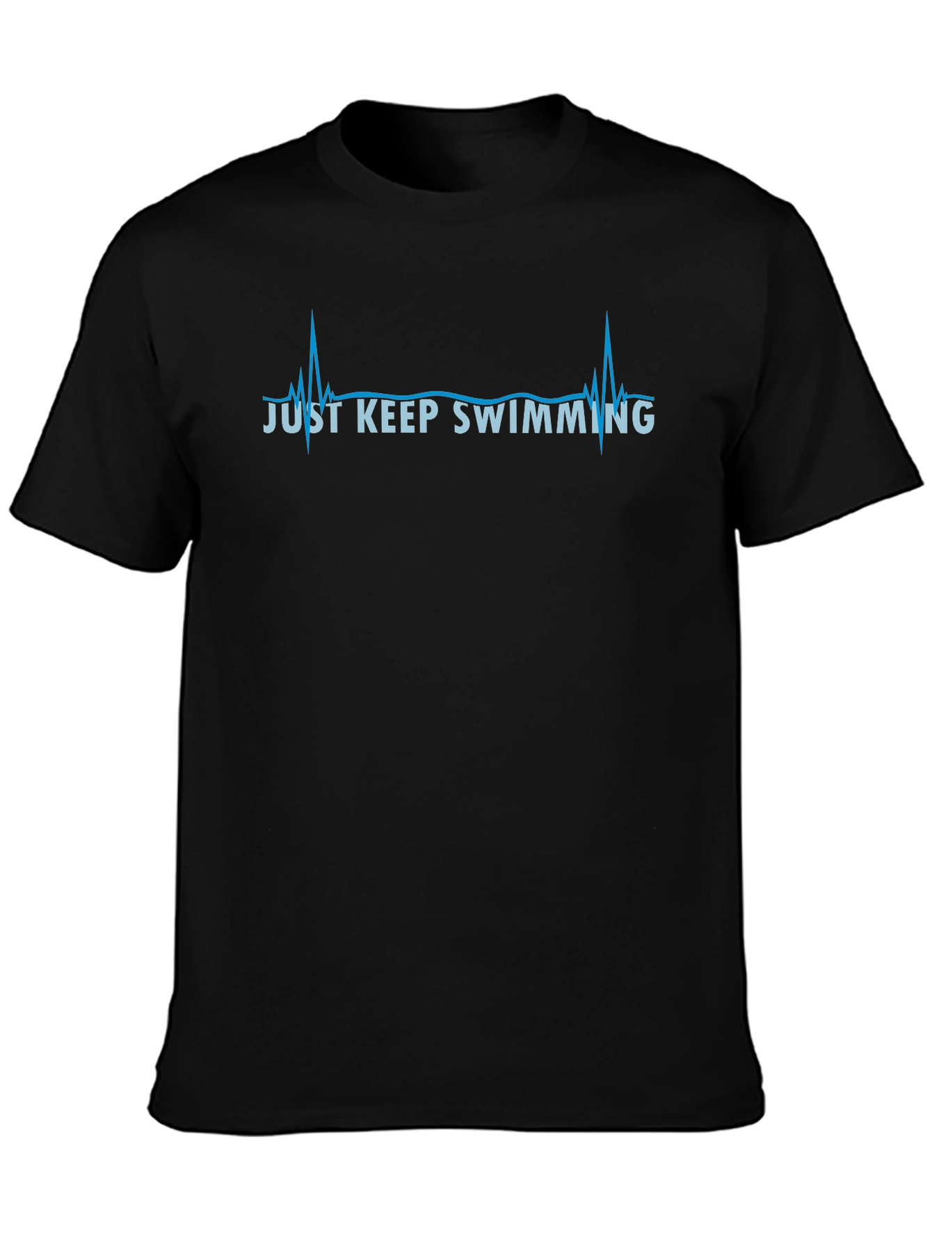 Just Keep Swimming Heartbeat Graphic Tee - Black
