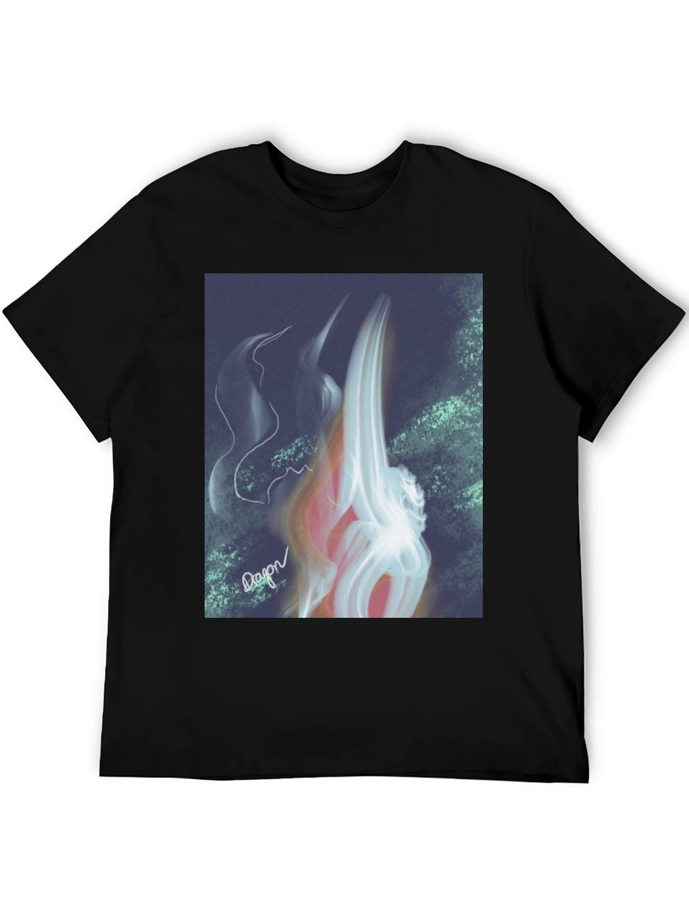 Abstract Flame Graphic Black T-Shirt