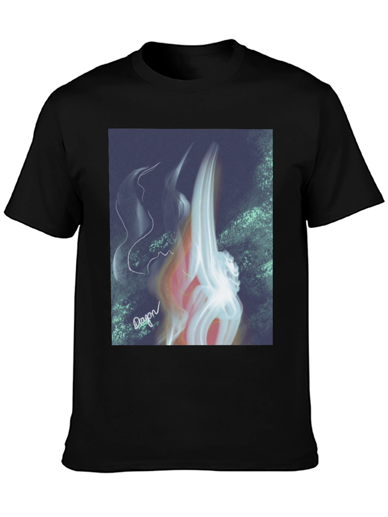 Abstract Flame Graphic Black T-Shirt