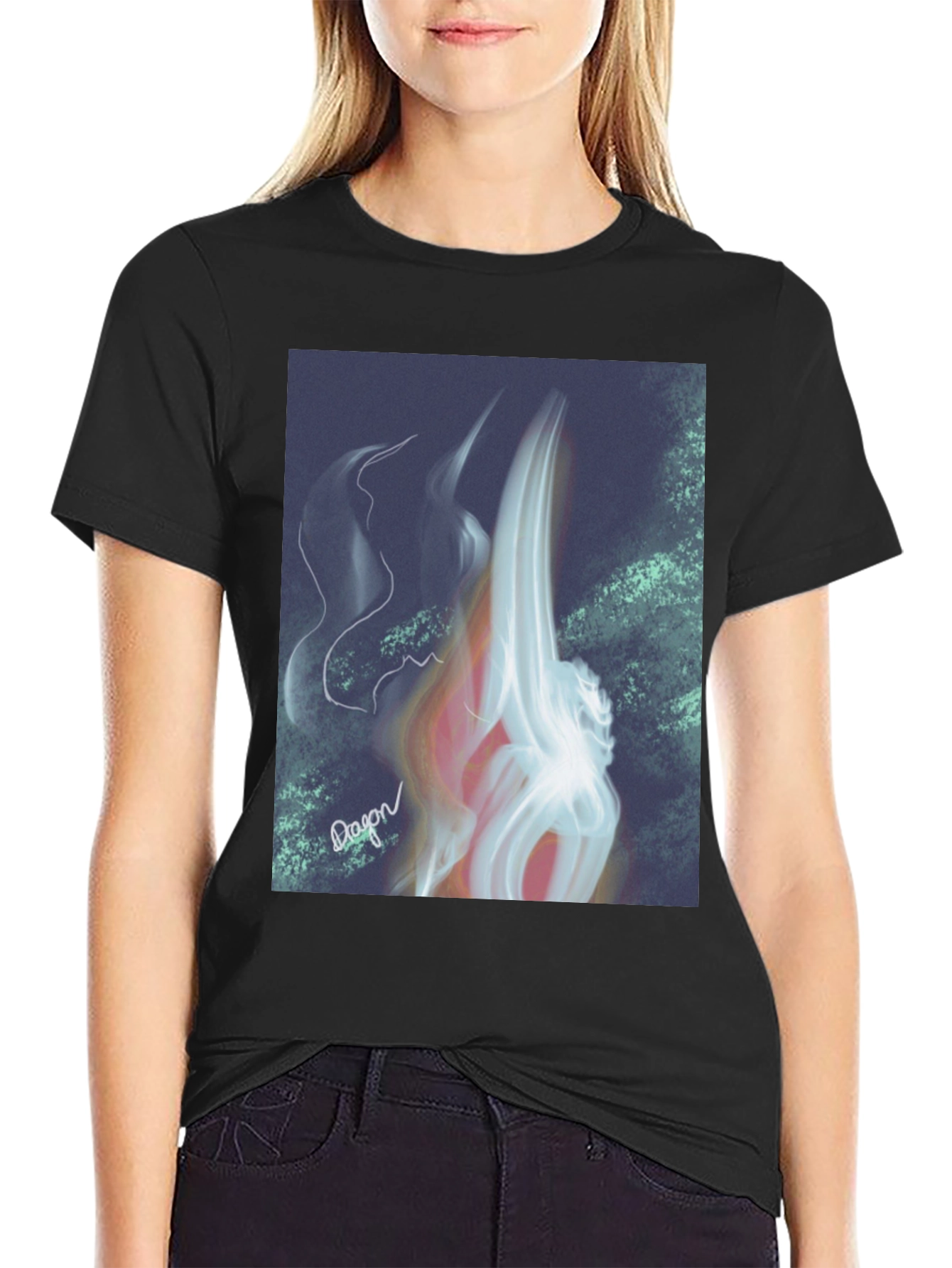Abstract Flame Graphic Black T-Shirt