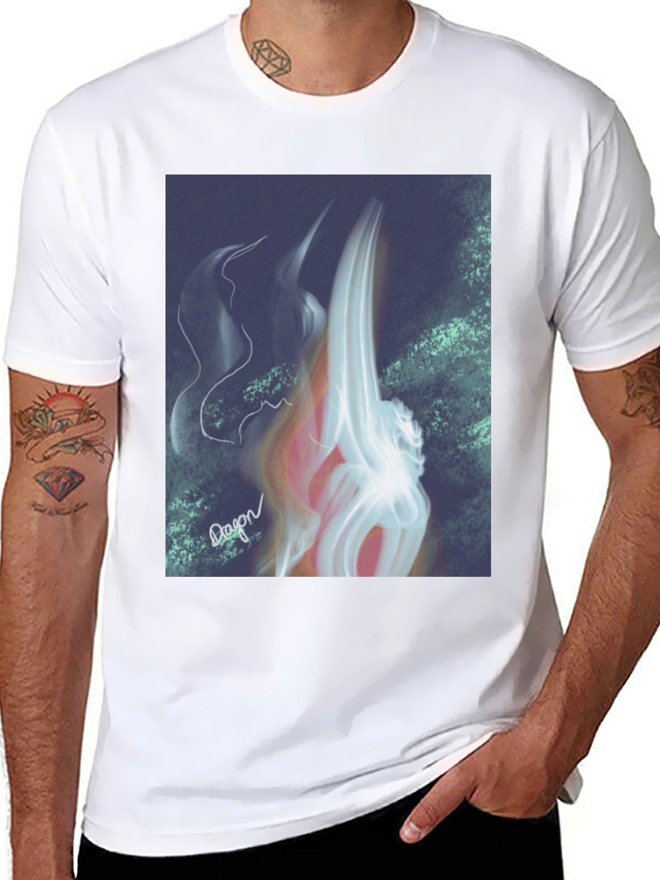 Abstract Flame Graphic Black T-Shirt