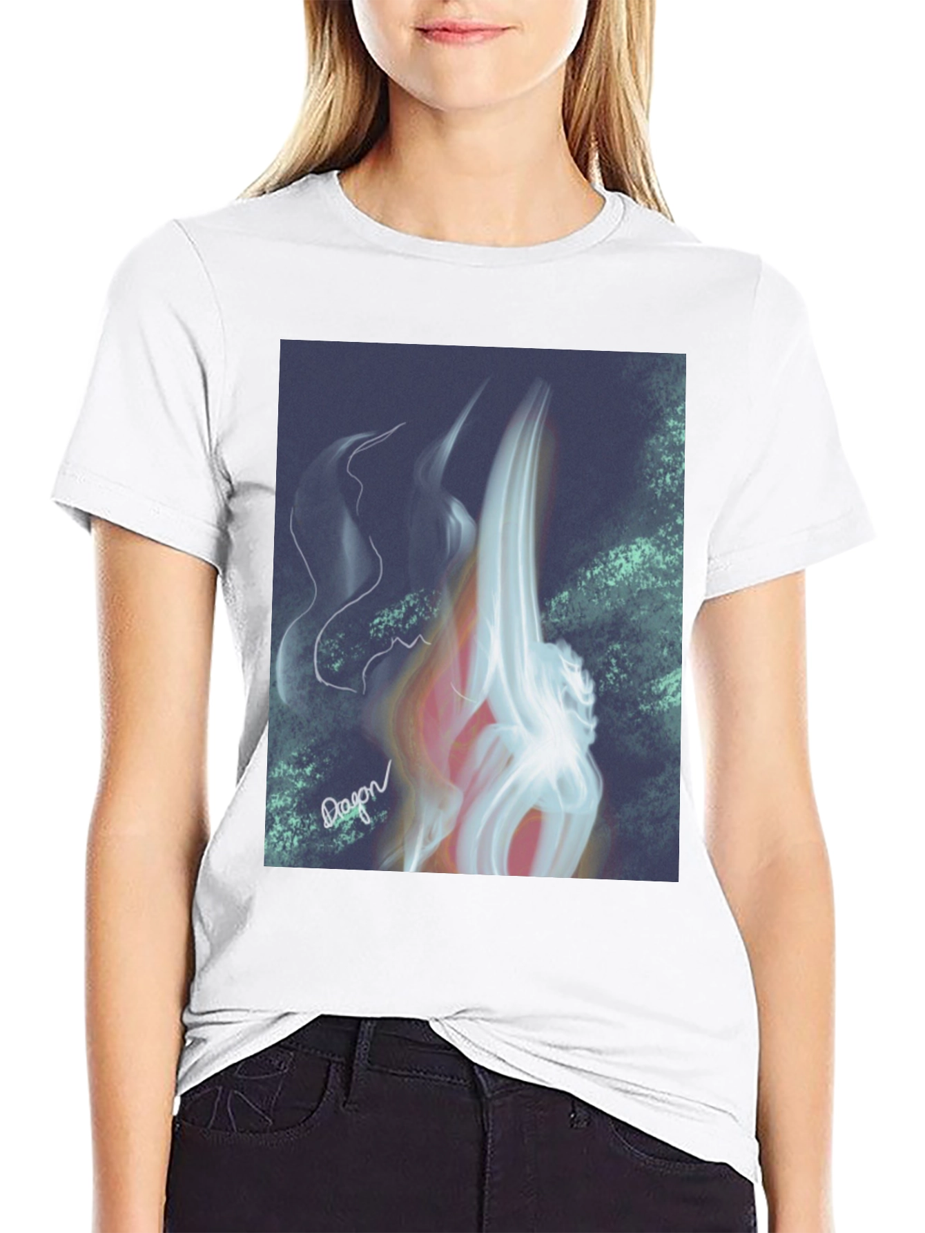 Abstract Flame Graphic Black T-Shirt