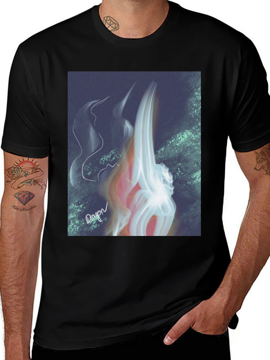 Abstract Flame Graphic Black T-Shirt
