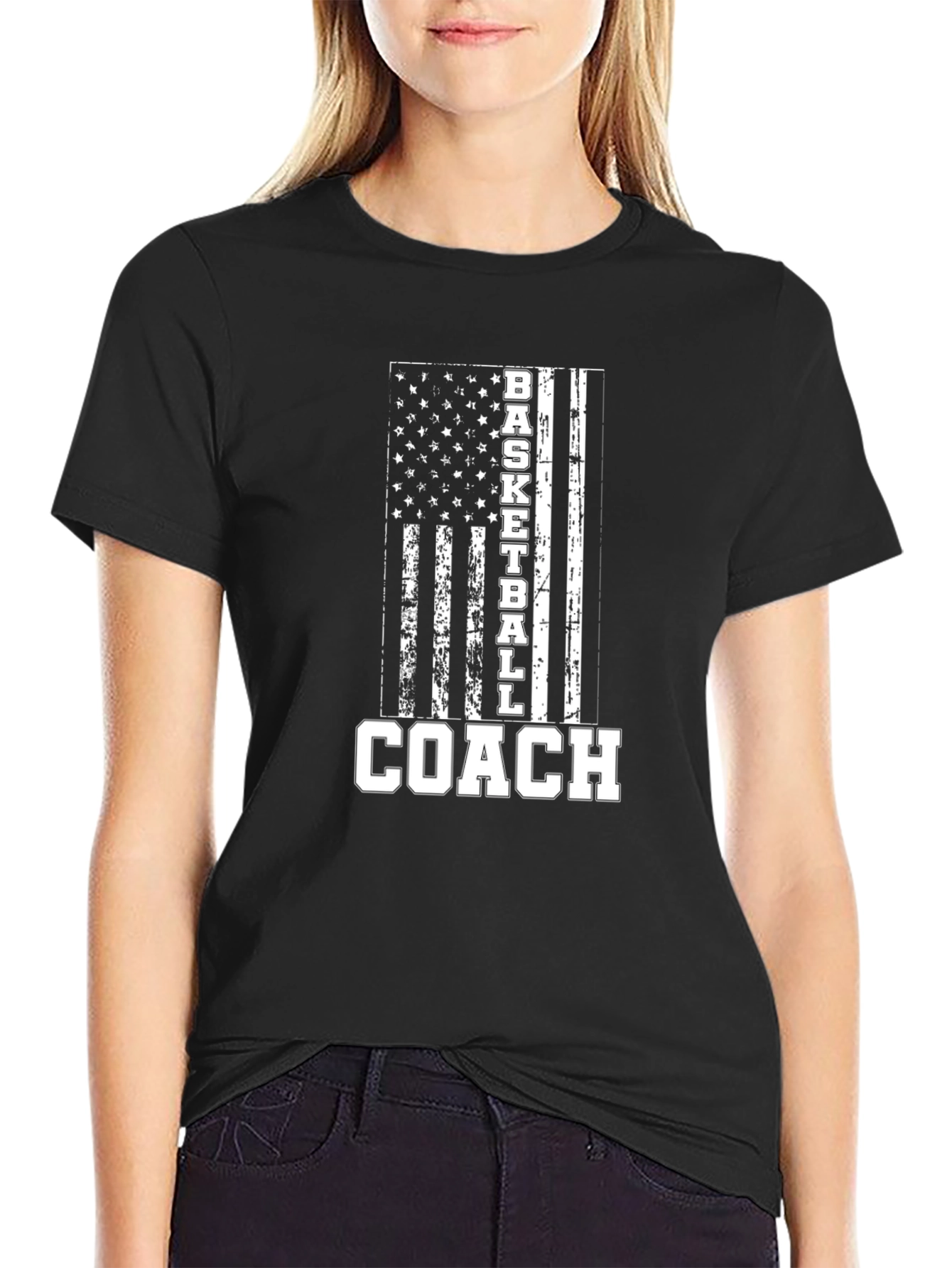 Basketball Coach American Flag Graphic T-Shirt