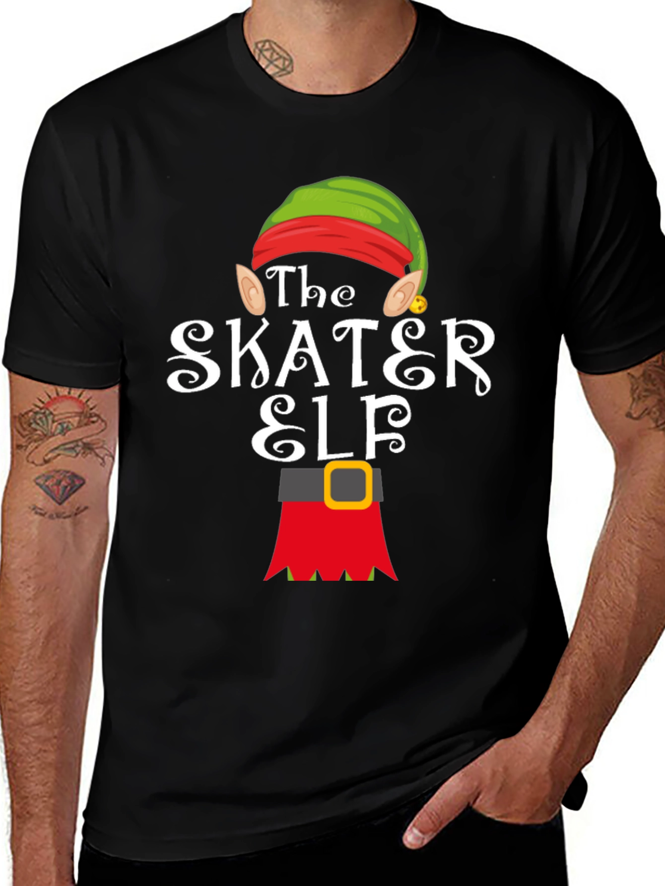 The Skater Elf T-Shirt - Holiday Fun!
