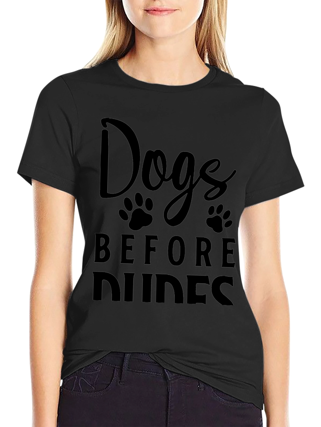 Dogs Before Dudes Black T-Shirt