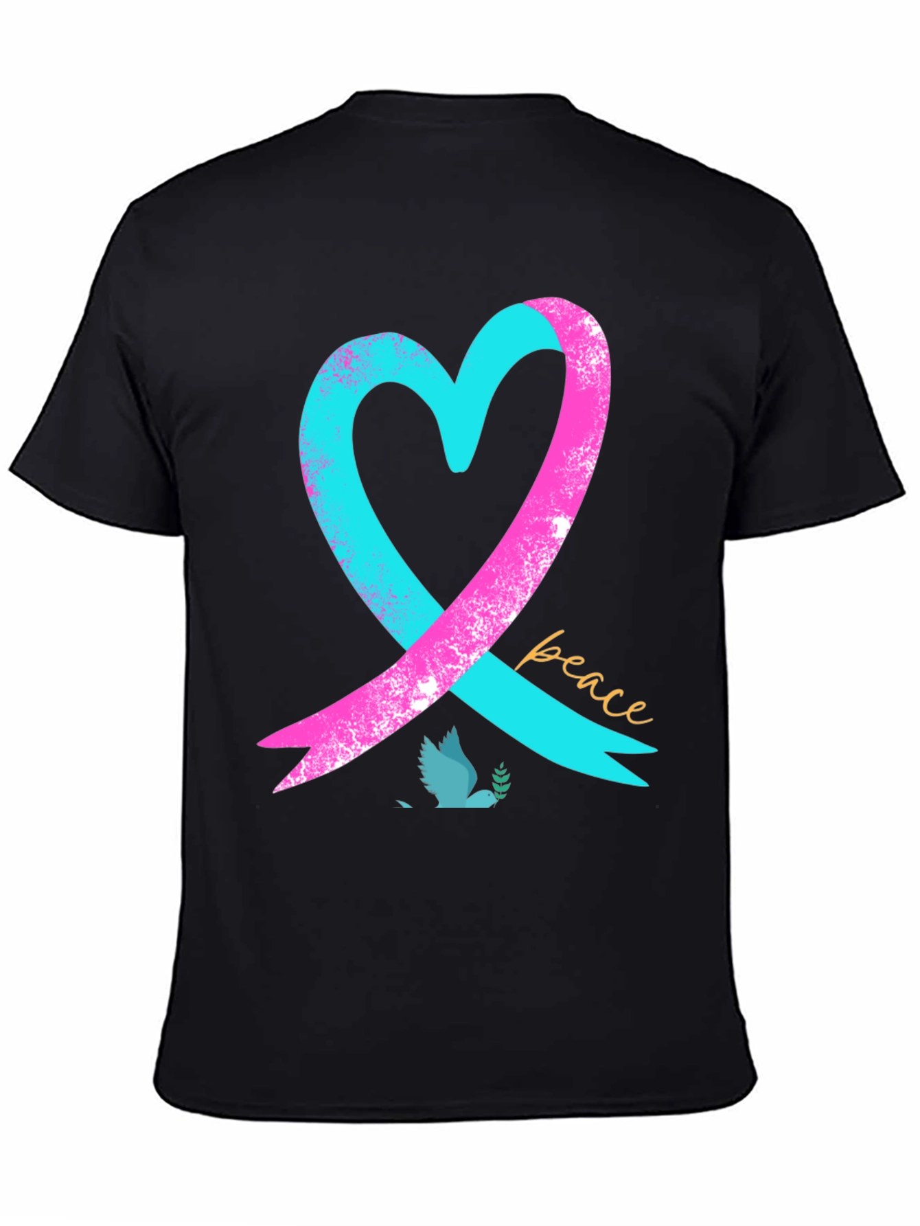 Peace Heart Dove T-Shirt - Black