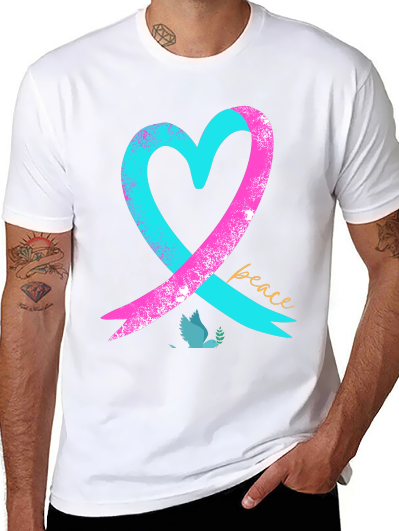 Peace Heart Dove T-Shirt - Black
