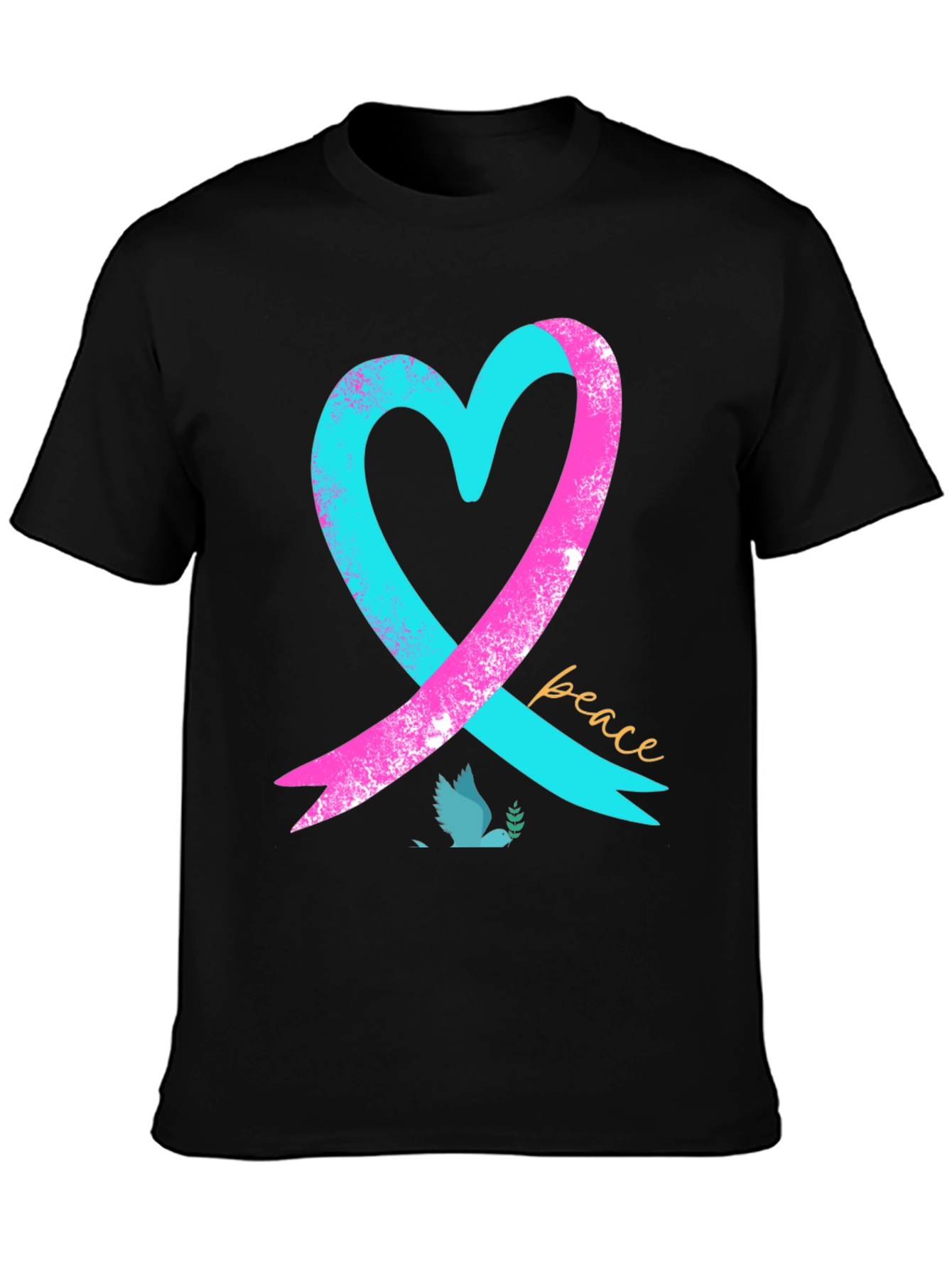 Peace Heart Dove T-Shirt - Black