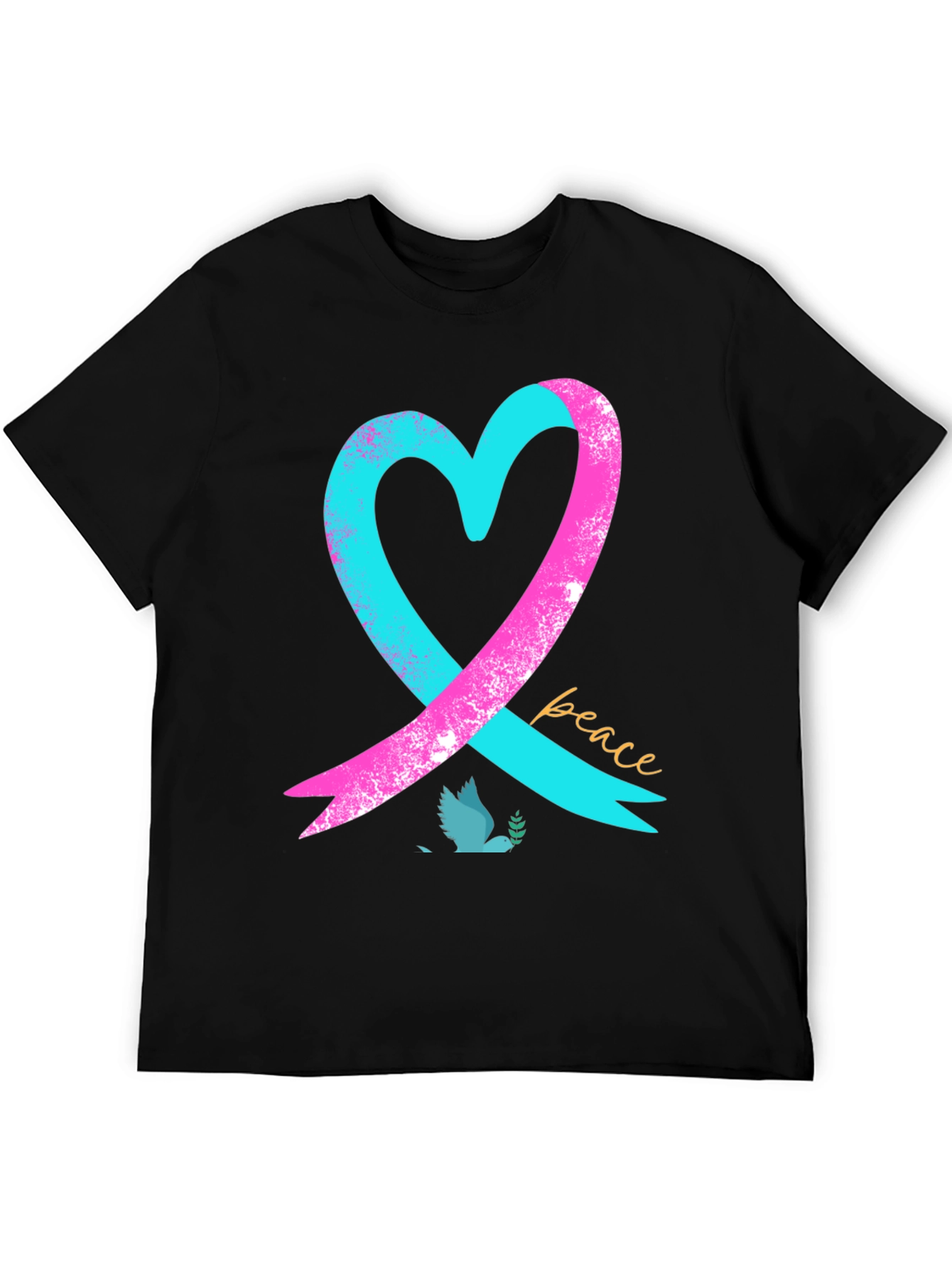 Peace Heart Dove T-Shirt - Black