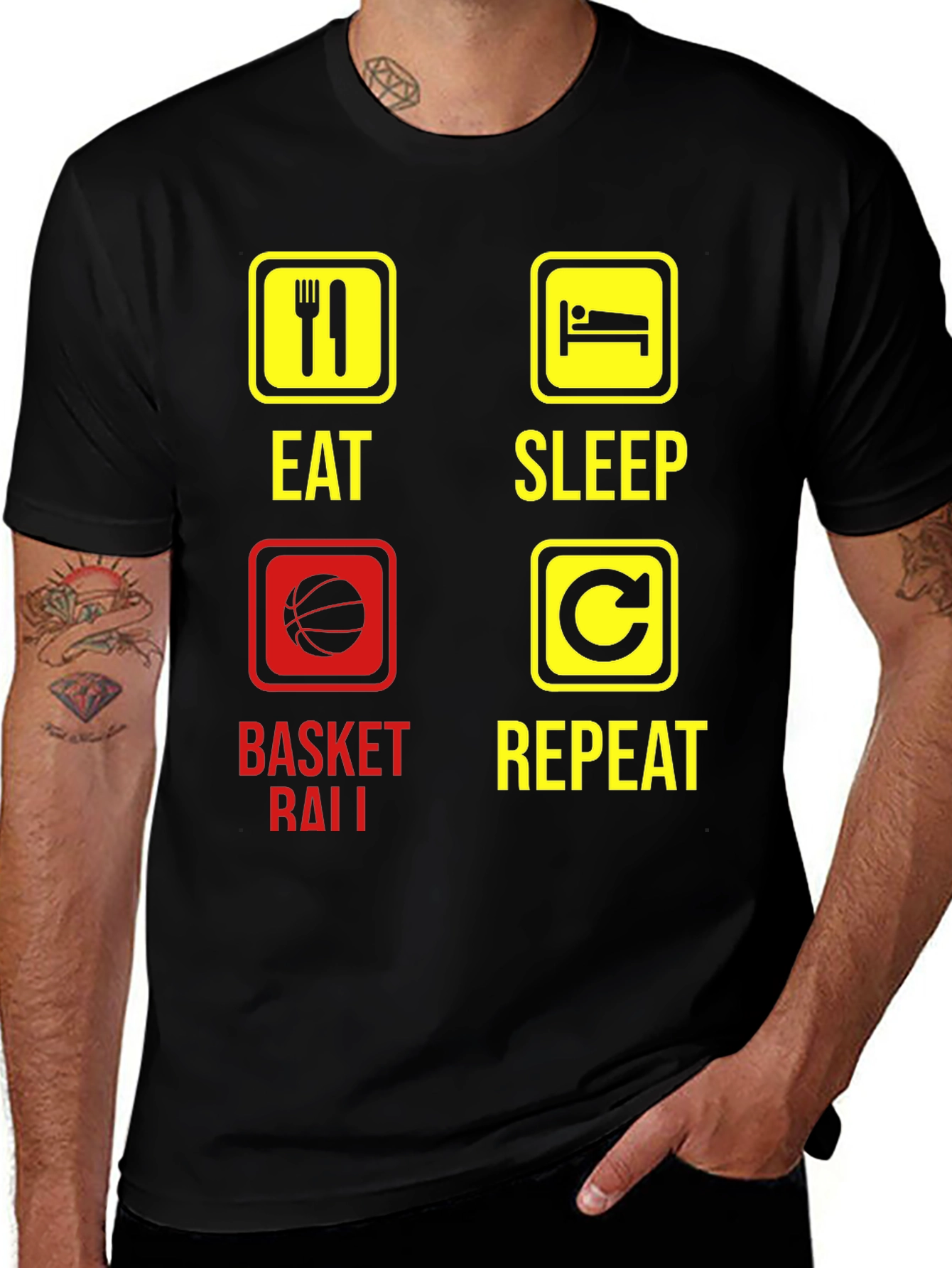 Eat Sleep Basketball Repeat Graphic Tee