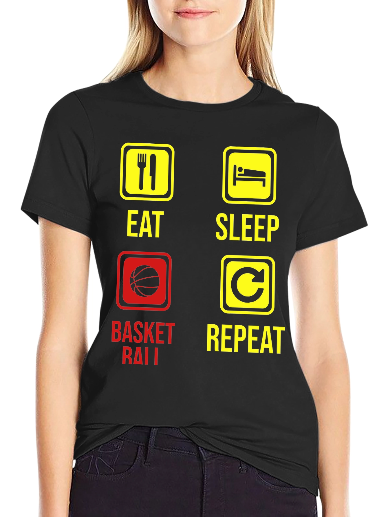 Eat Sleep Basketball Repeat Graphic Tee