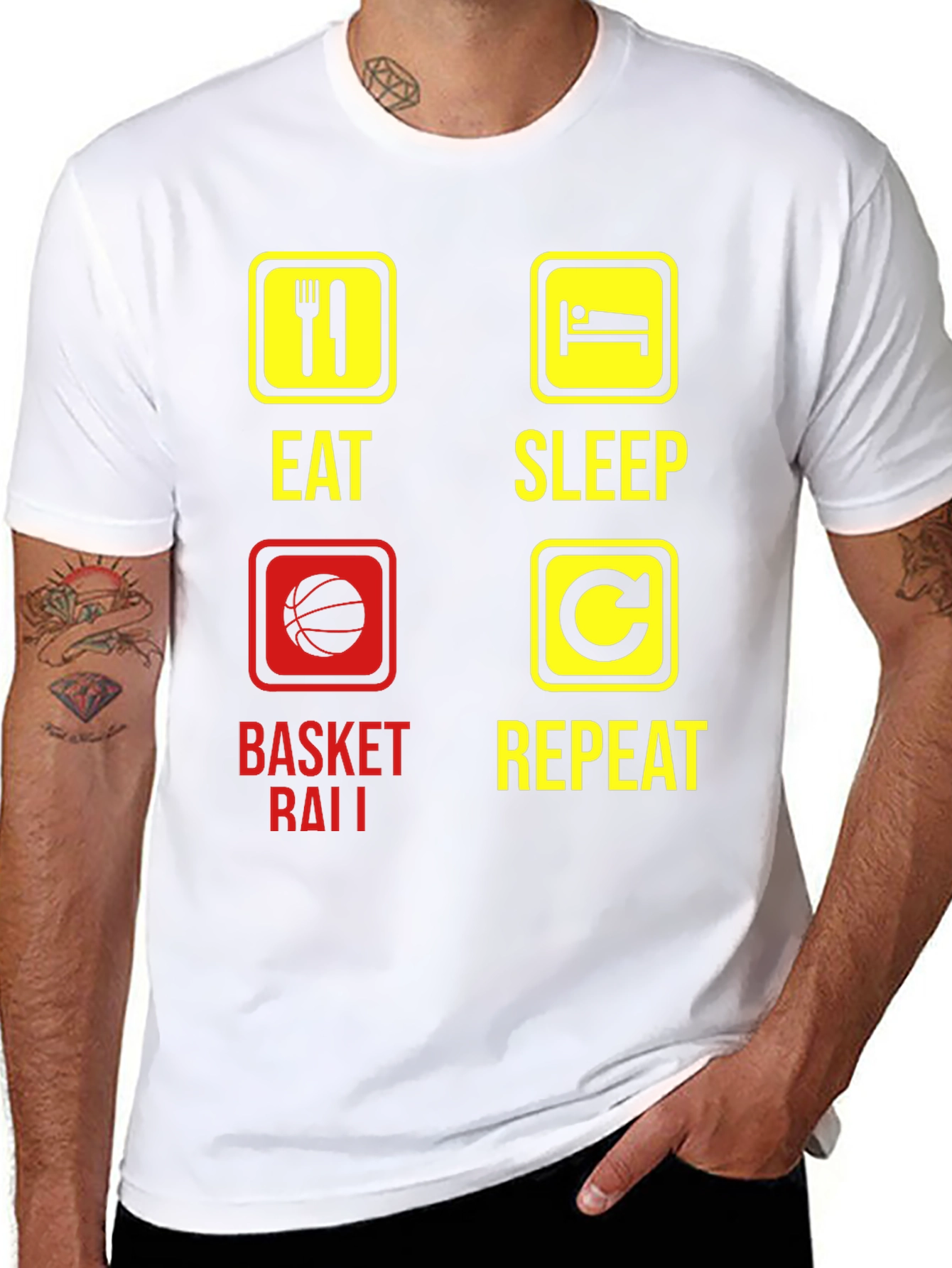 Eat Sleep Basketball Repeat Graphic Tee