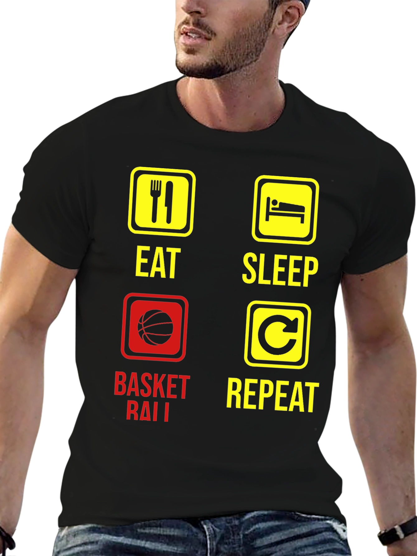 Eat Sleep Basketball Repeat Graphic Tee