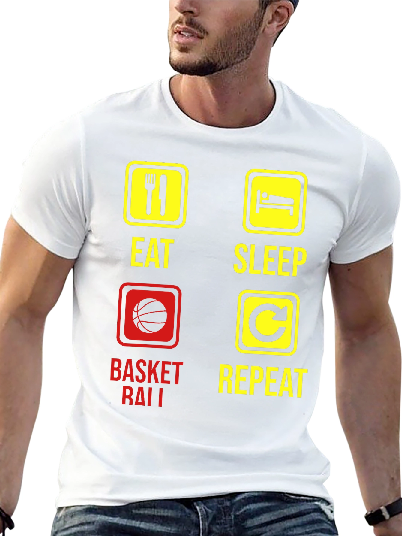 Eat Sleep Basketball Repeat Graphic Tee