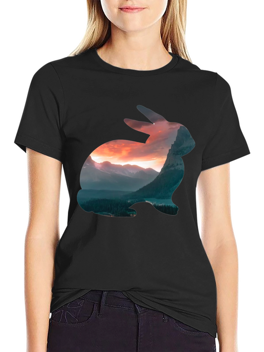 Nature Rabbit Graphic Tee - Mens Black T-Shirt