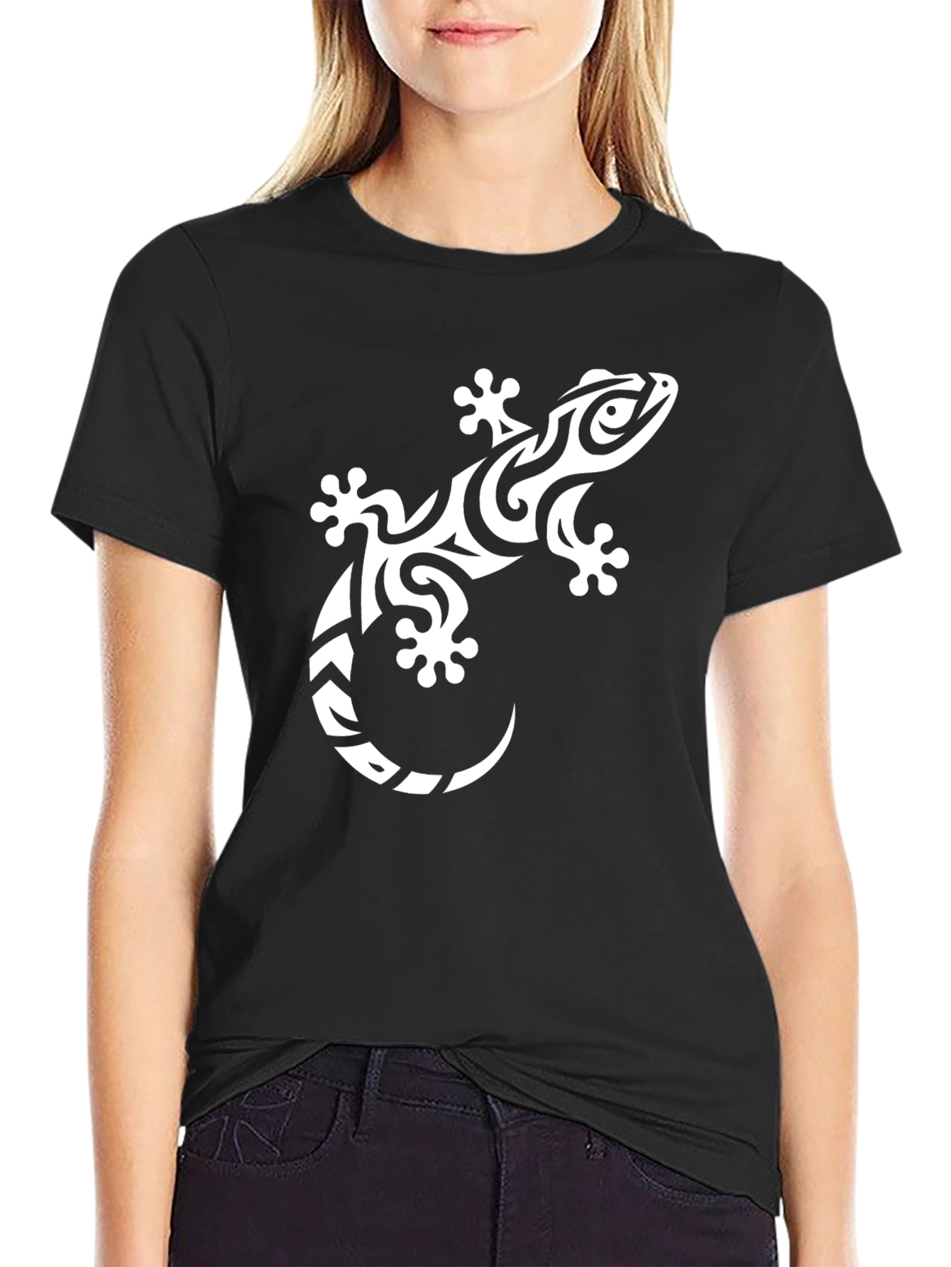 Tribal Gecko Graphic Tee - Cool Lizard Design