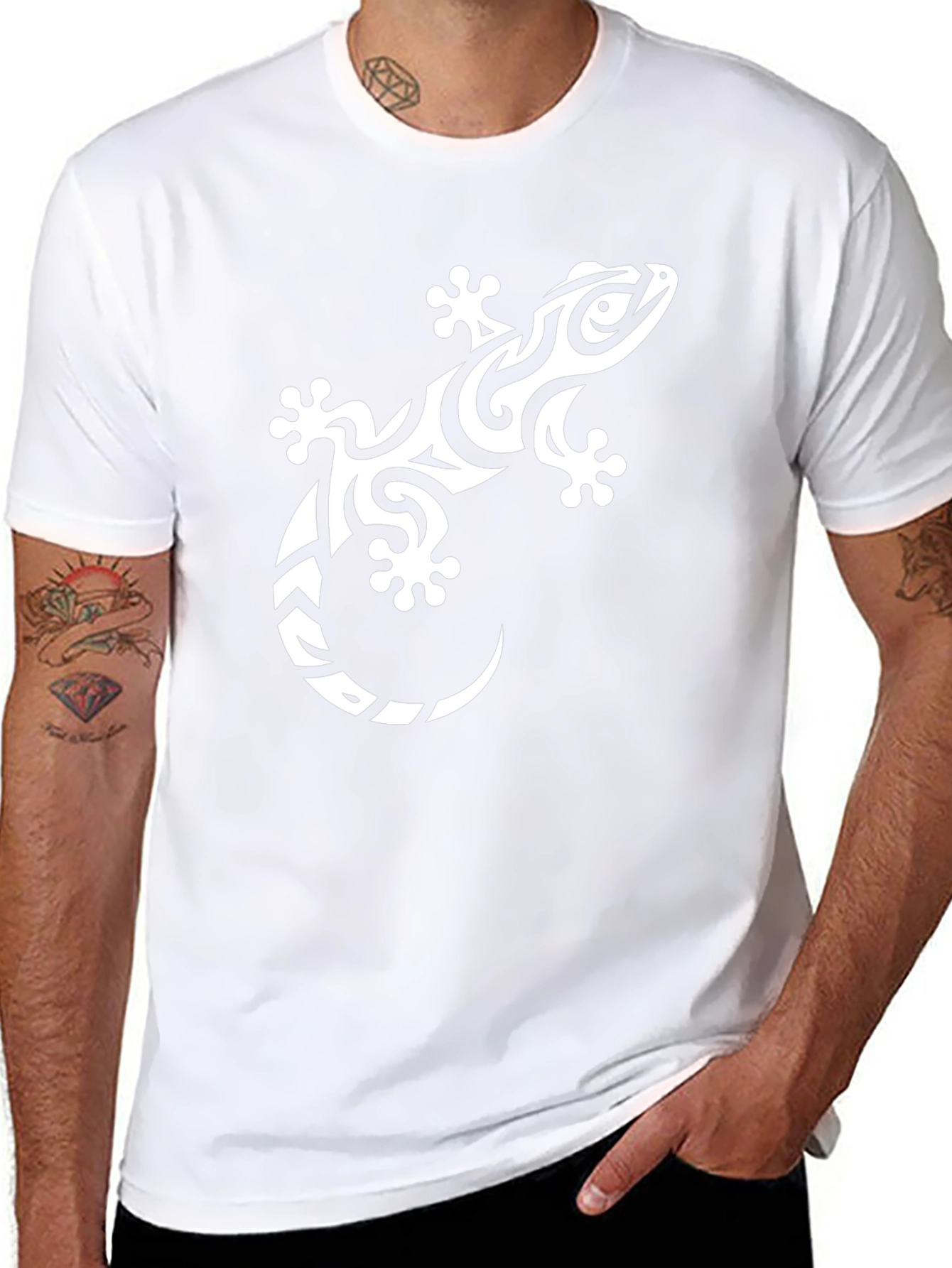 Tribal Gecko Graphic Tee - Cool Lizard Design