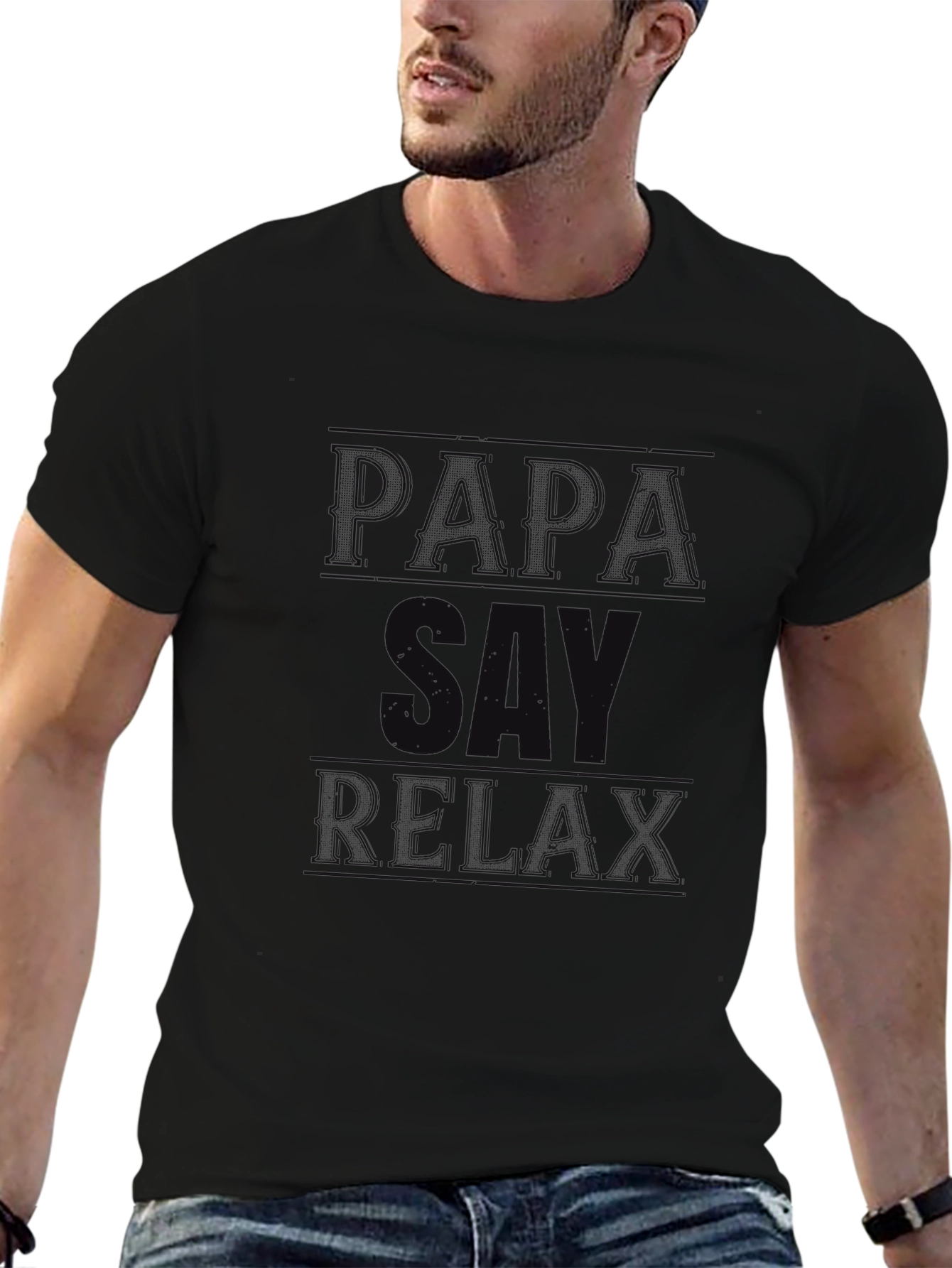 Papa Say Relax Graphic T-Shirt - Black