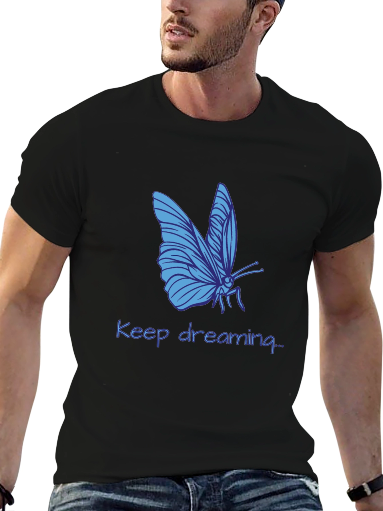 Butterfly Dreamer Graphic Tee - Black Cotton Comfort