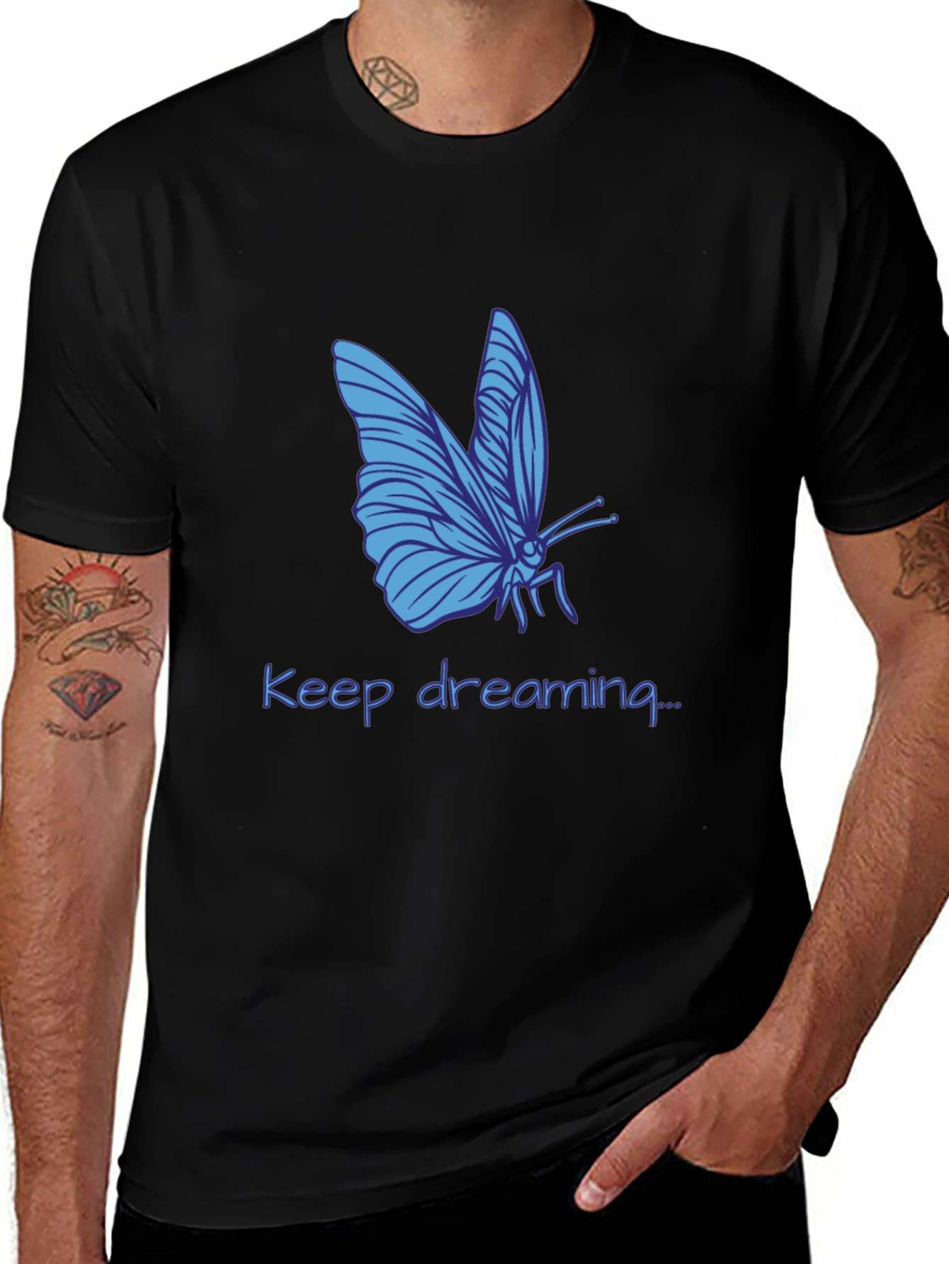 Butterfly Dreamer Graphic Tee - Black Cotton Comfort