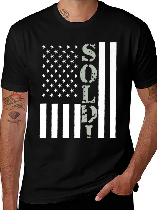 American Flag Soldier Graphic T-Shirt