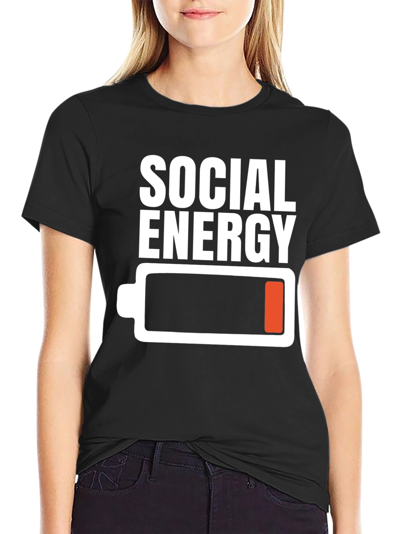 Social Energy Low Battery T-Shirt - Black Graphic Tee