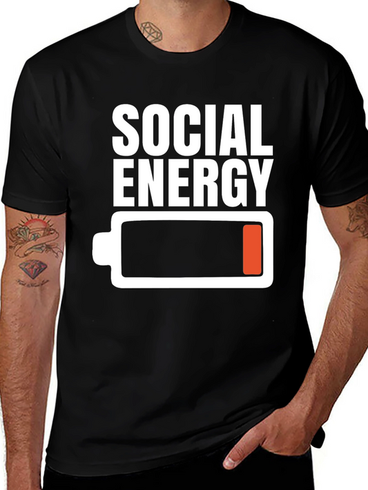 Social Energy Low Battery T-Shirt - Black Graphic Tee