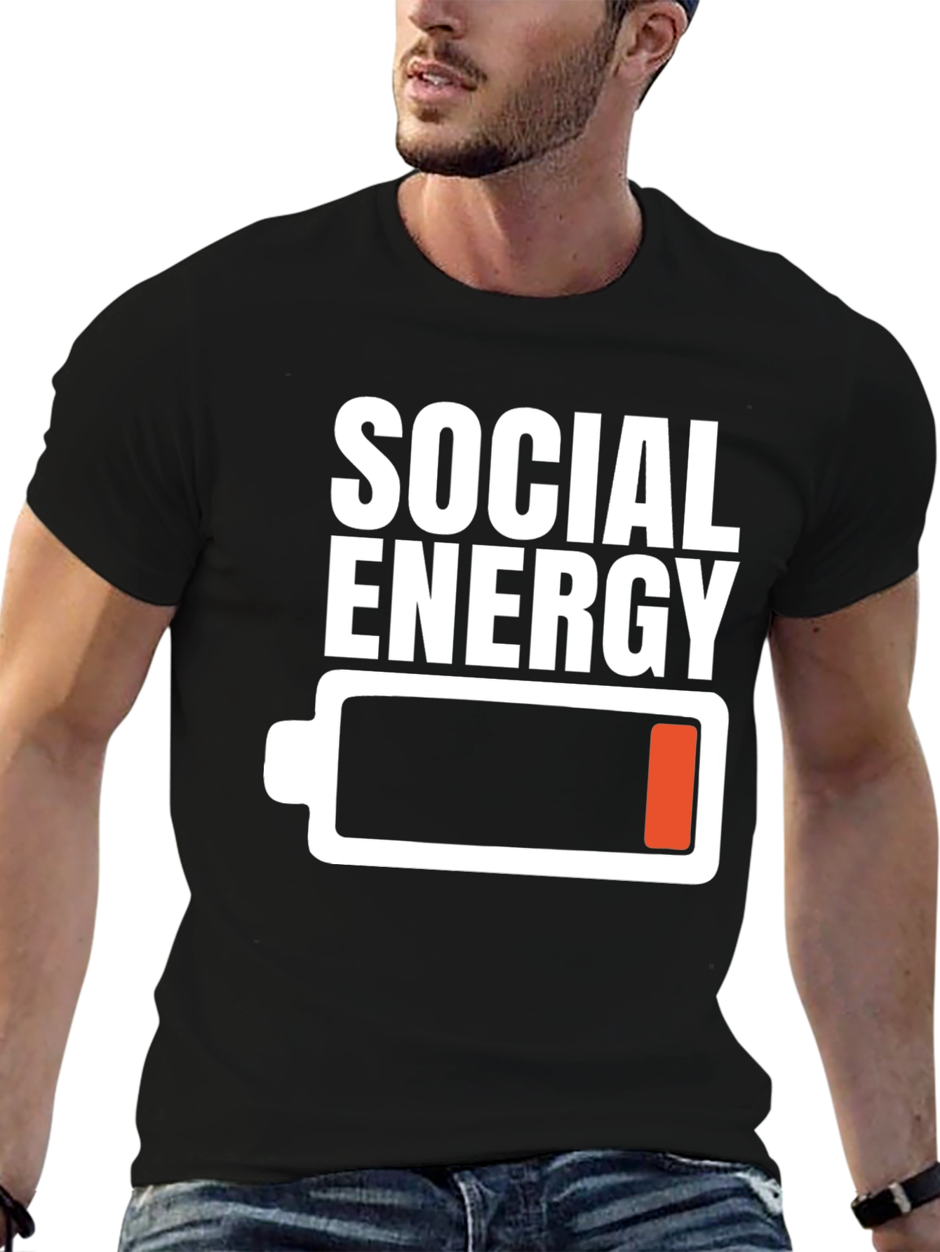 Social Energy Low Battery T-Shirt - Black Graphic Tee