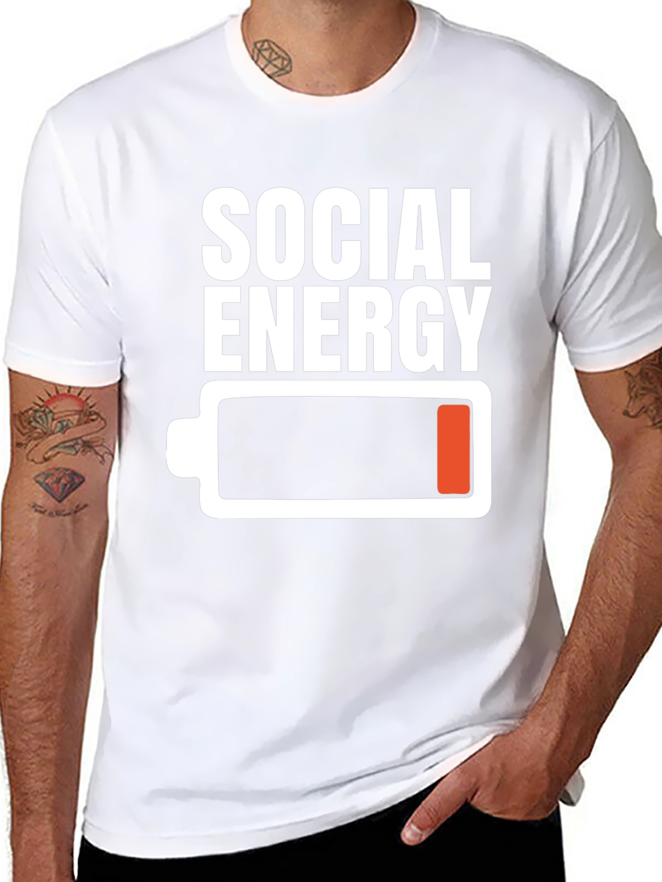 Social Energy Low Battery T-Shirt - Black Graphic Tee