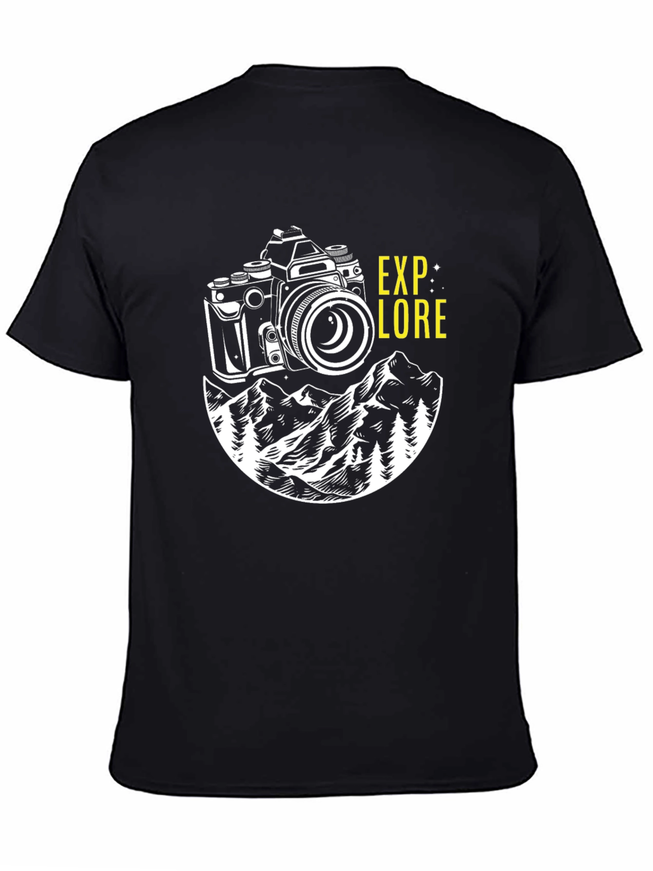 Explore Camera Mountain Graphic Tee - Black