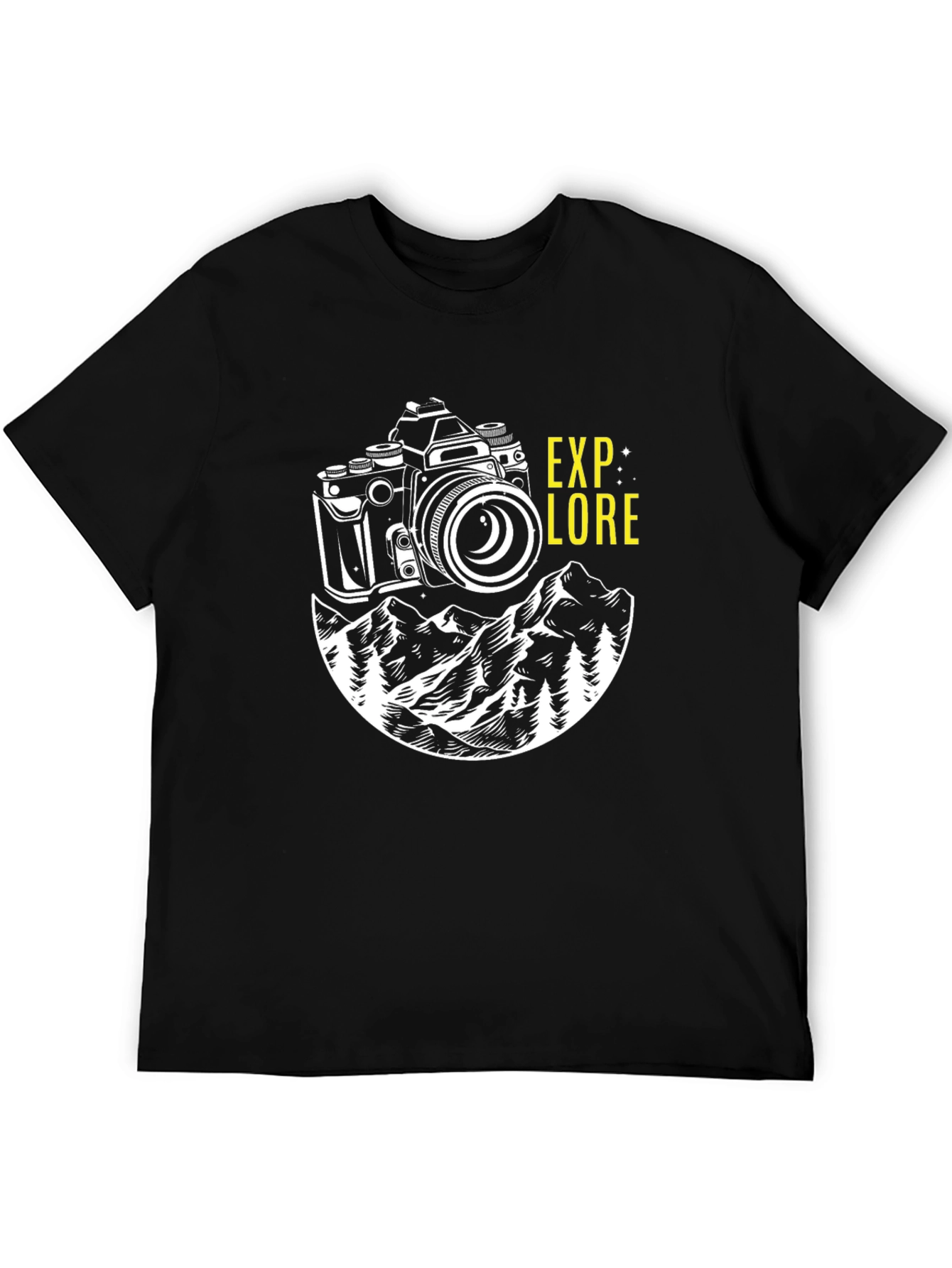 Explore Camera Mountain Graphic Tee - Black