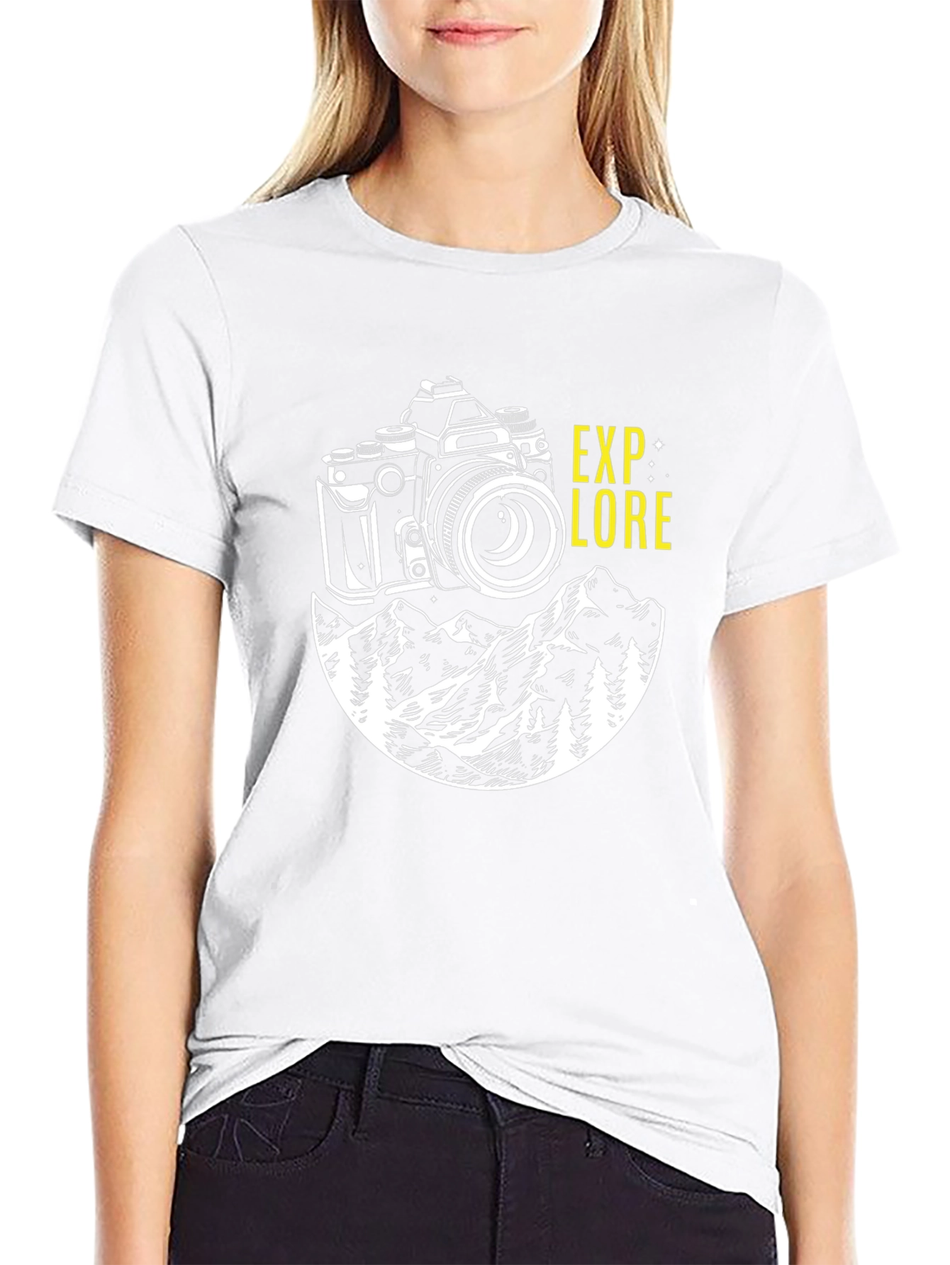 Explore Camera Mountain Graphic Tee - Black