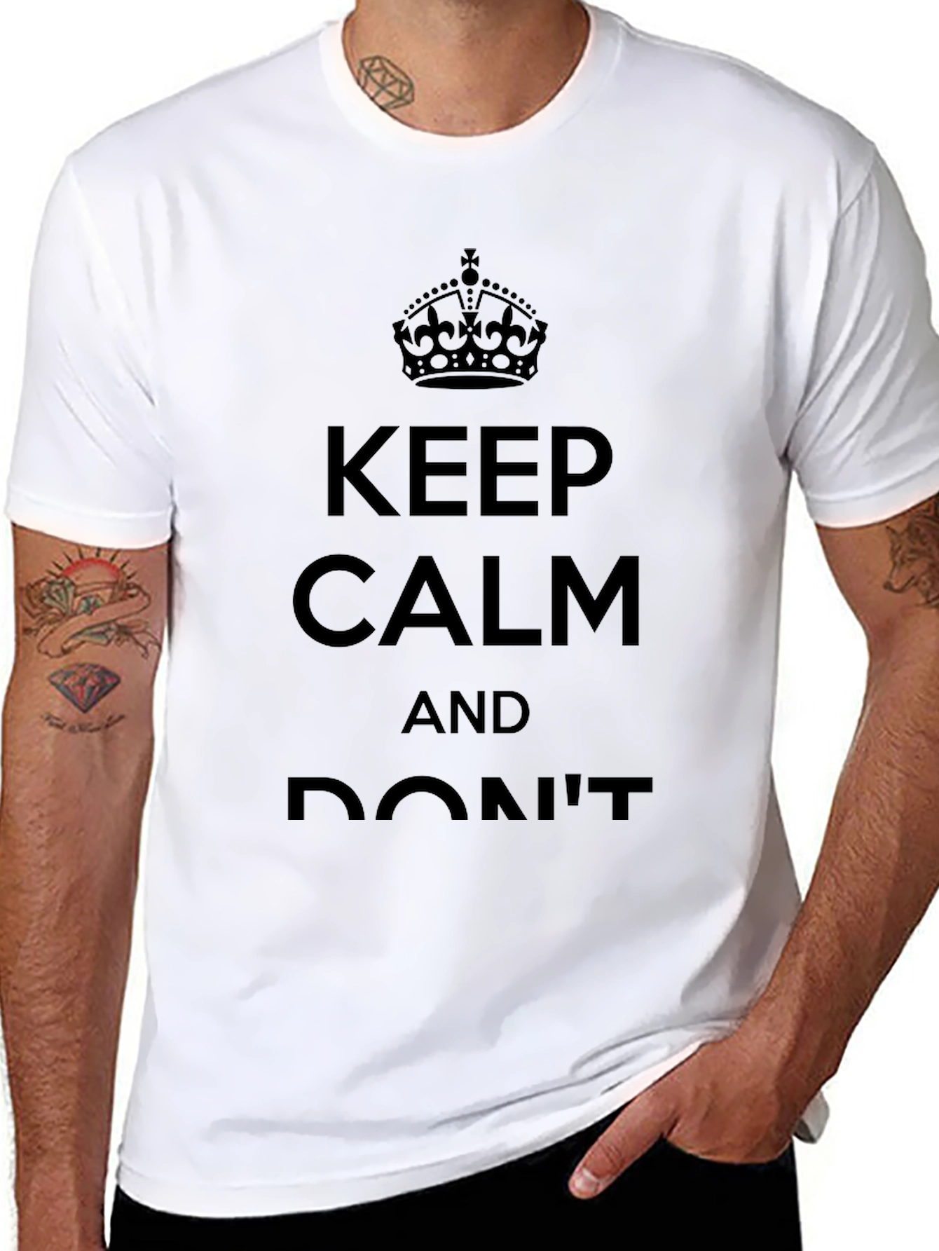 Keep Calm Graphic T-Shirt - Classic Crew Neck Tee