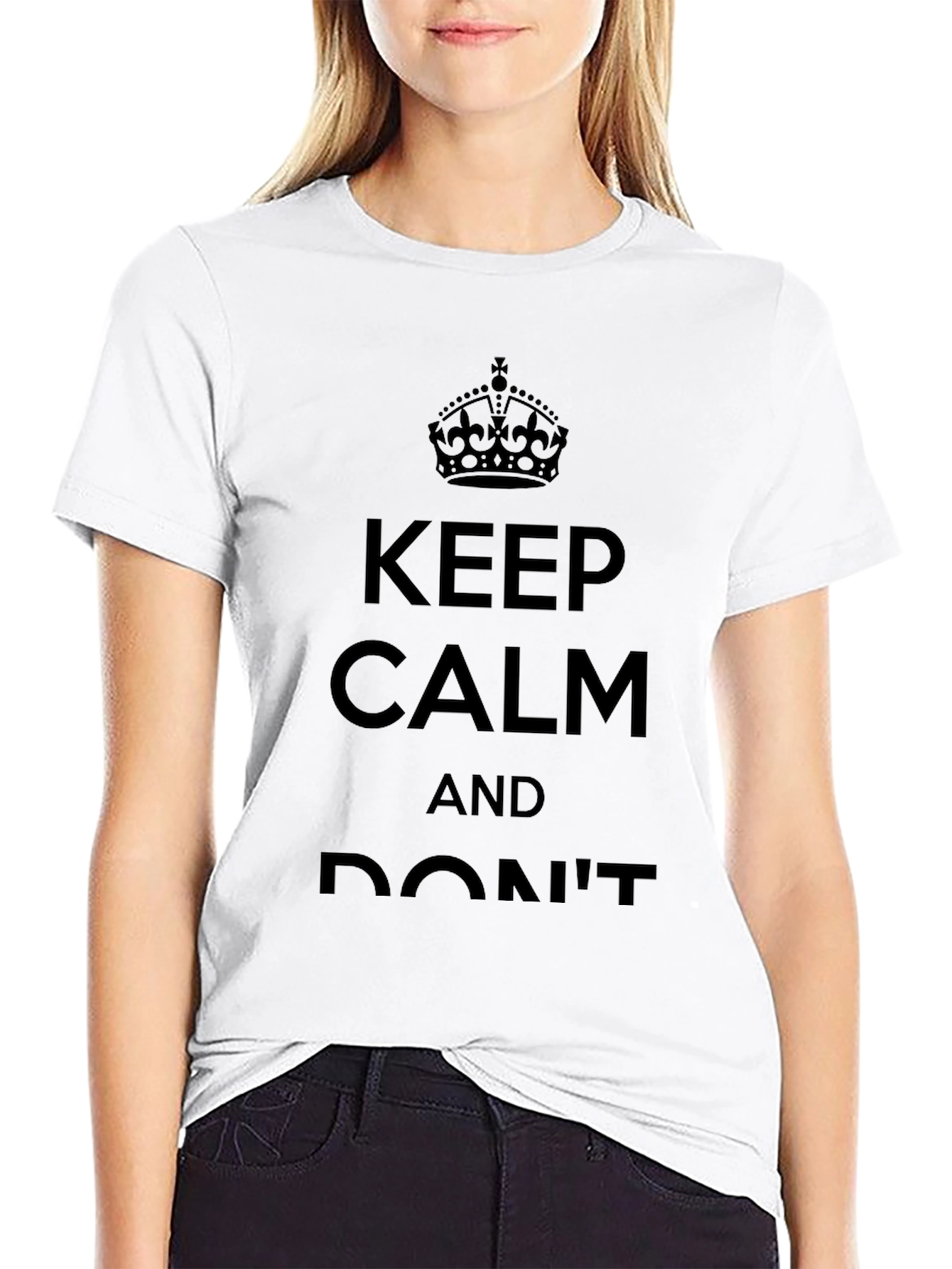 Keep Calm Graphic T-Shirt - Classic Crew Neck Tee