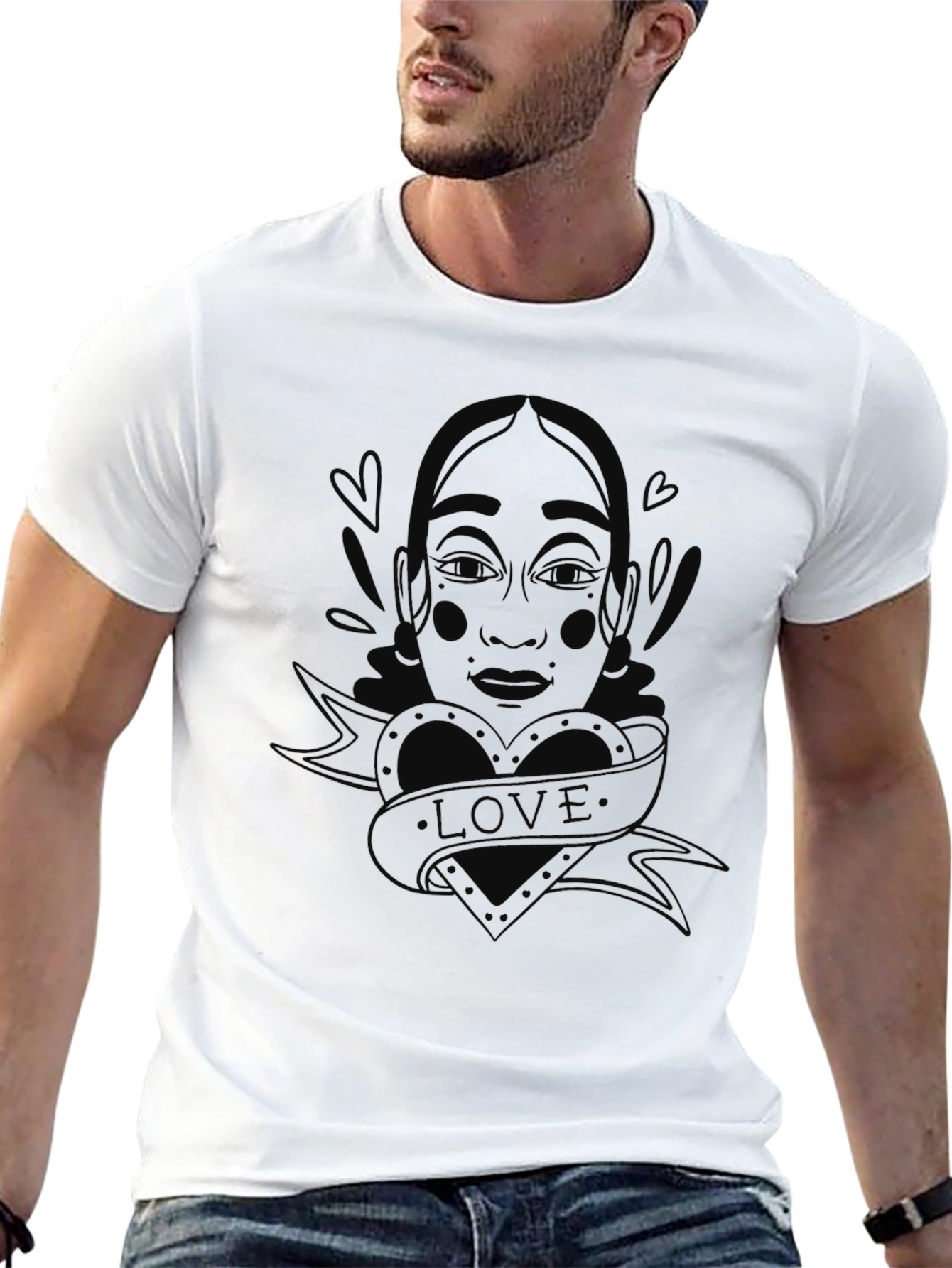 Black Graphic Print Tee - Love Tattoo