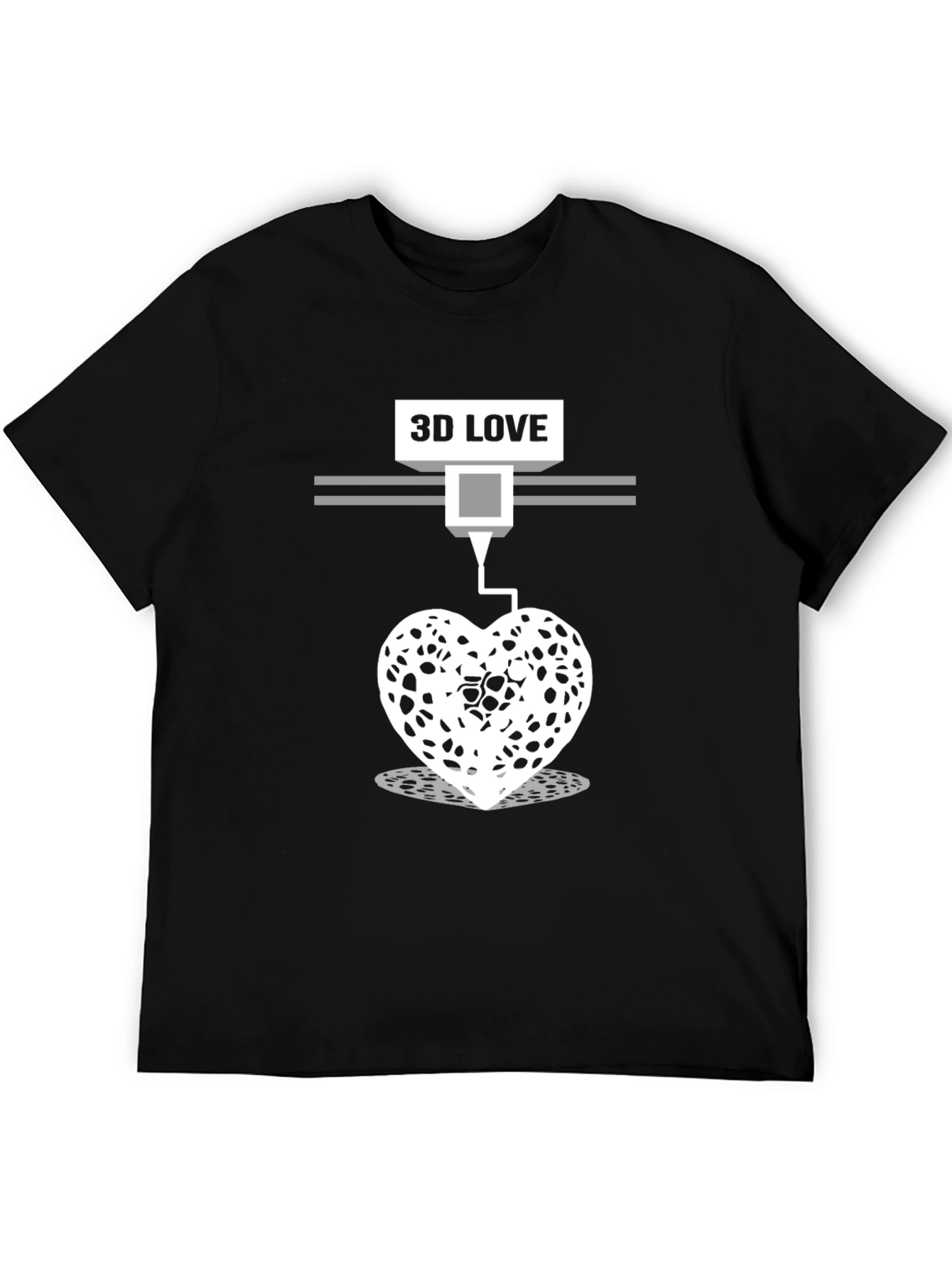 3D Love Printed Black T-Shirt