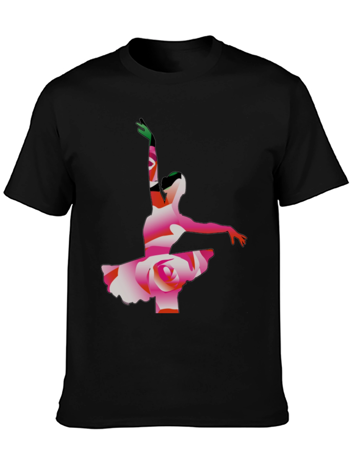 Ballerina Rose Graphic Tee - Artistic Mens T-Shirt