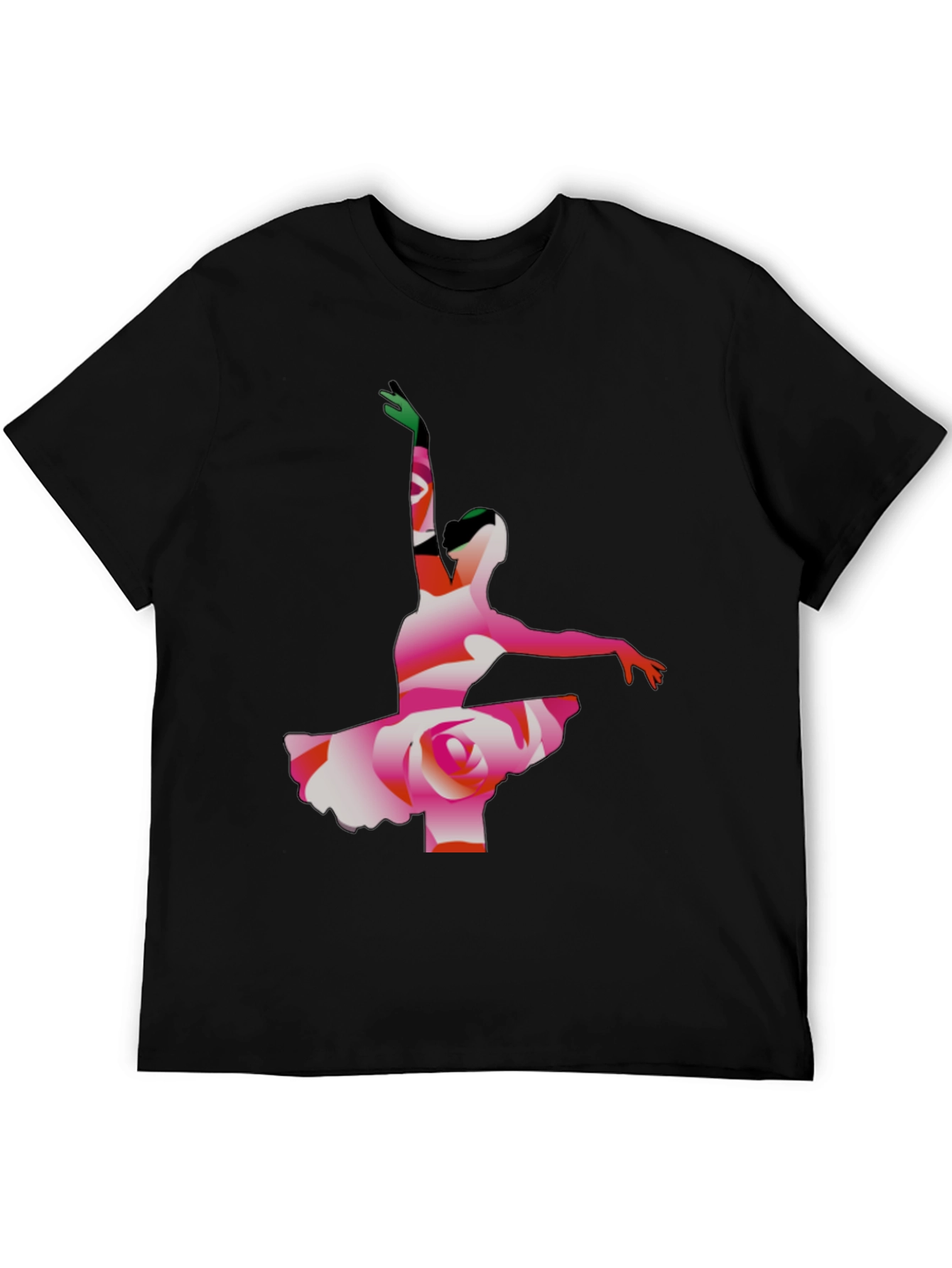 Ballerina Rose Graphic Tee - Artistic Mens T-Shirt