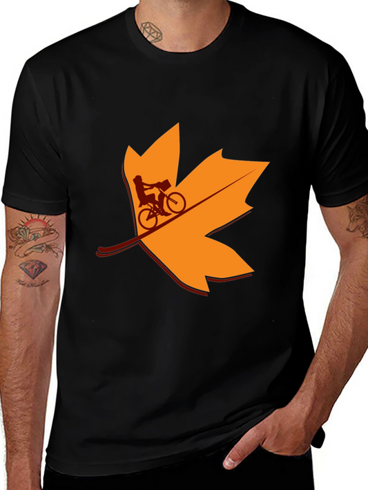 Fall Biker T-Shirt: Leaf Design