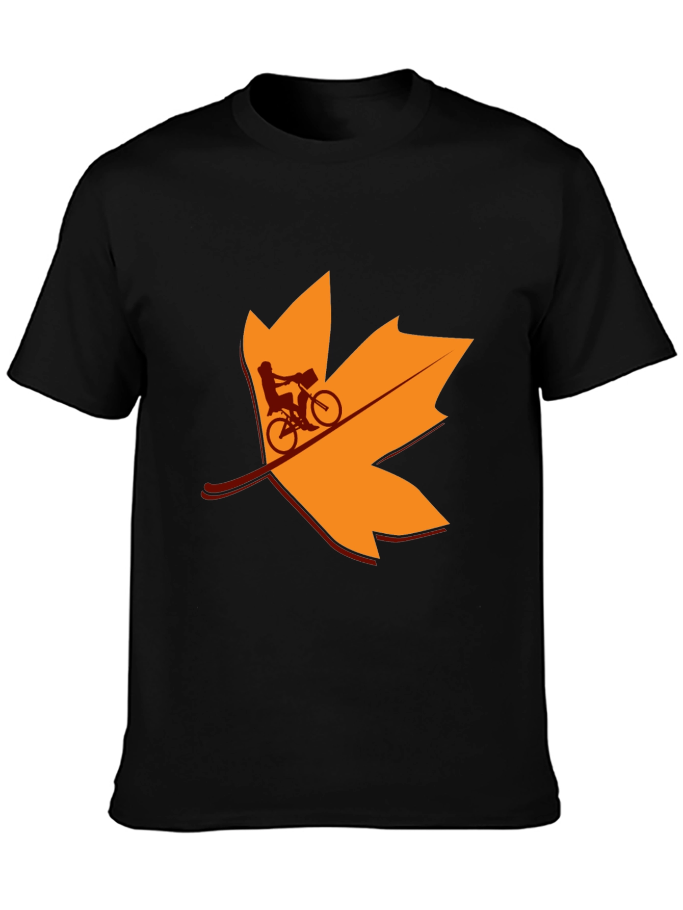 Fall Biker T-Shirt: Leaf Design
