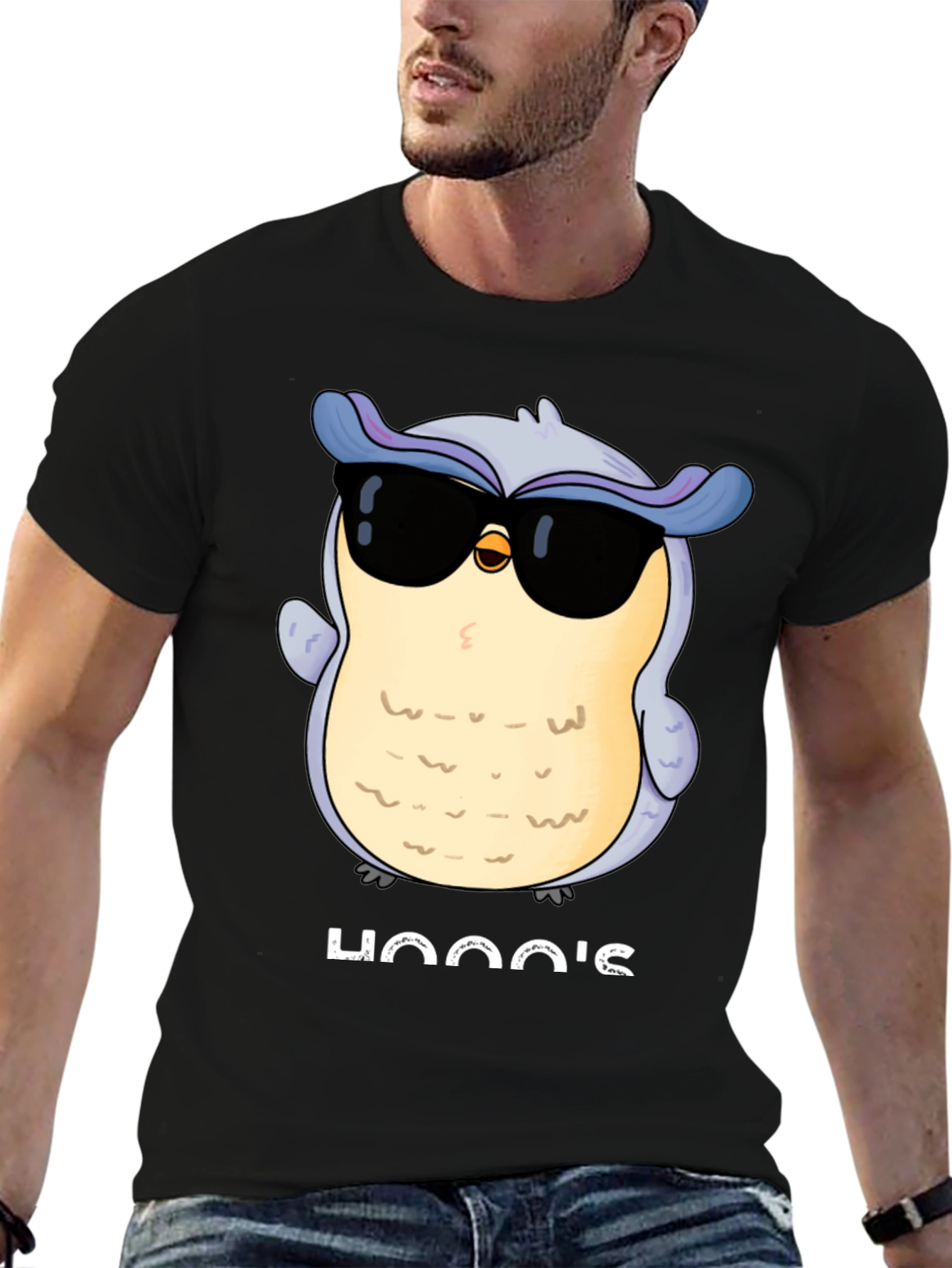 Cool Owl Graphic Tee - Hooos There? Black T-Shirt