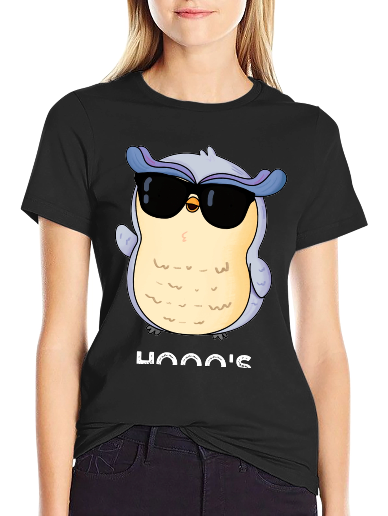 Cool Owl Graphic Tee - Hooos There? Black T-Shirt