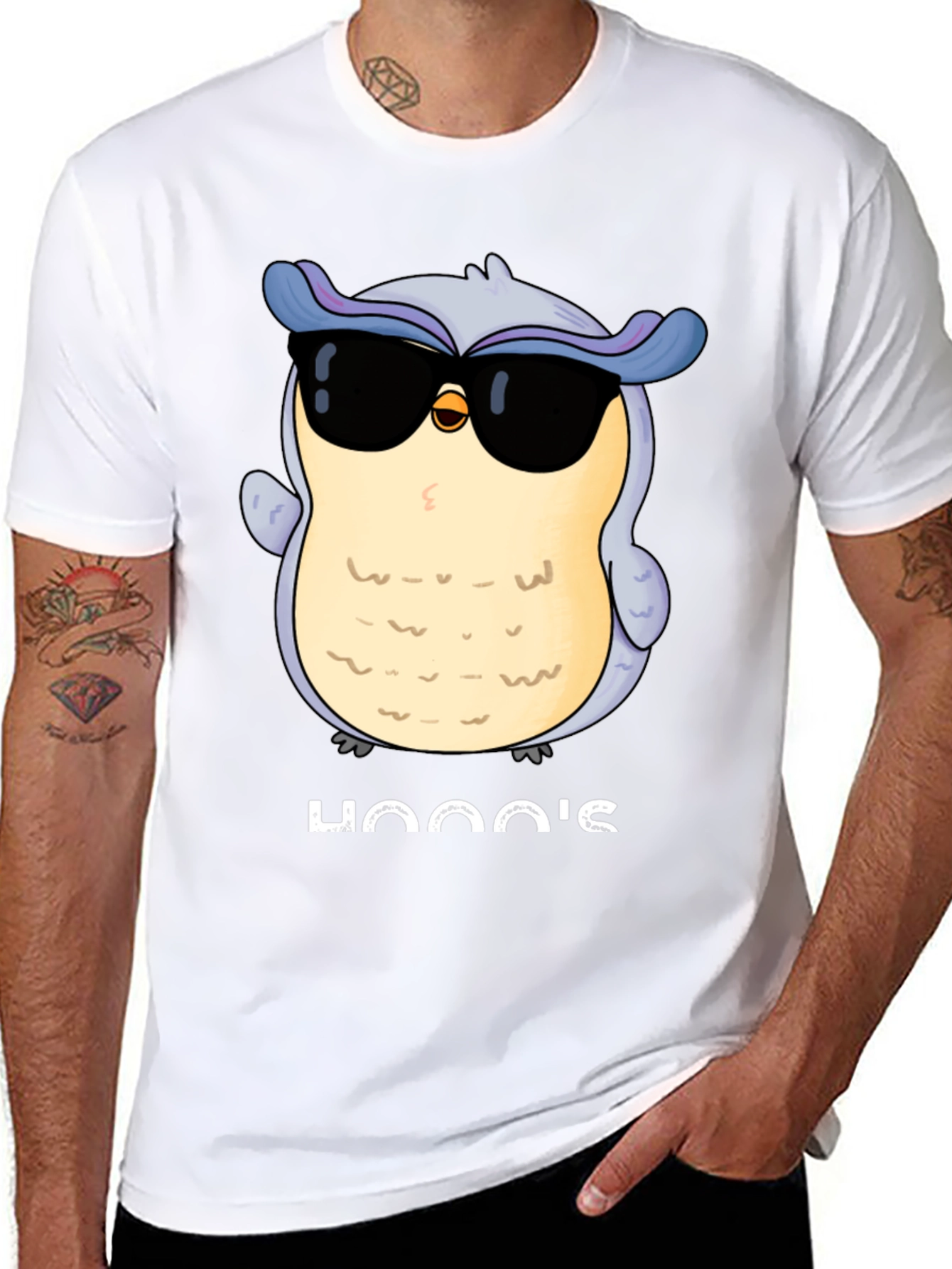 Cool Owl Graphic Tee - Hooos There? Black T-Shirt